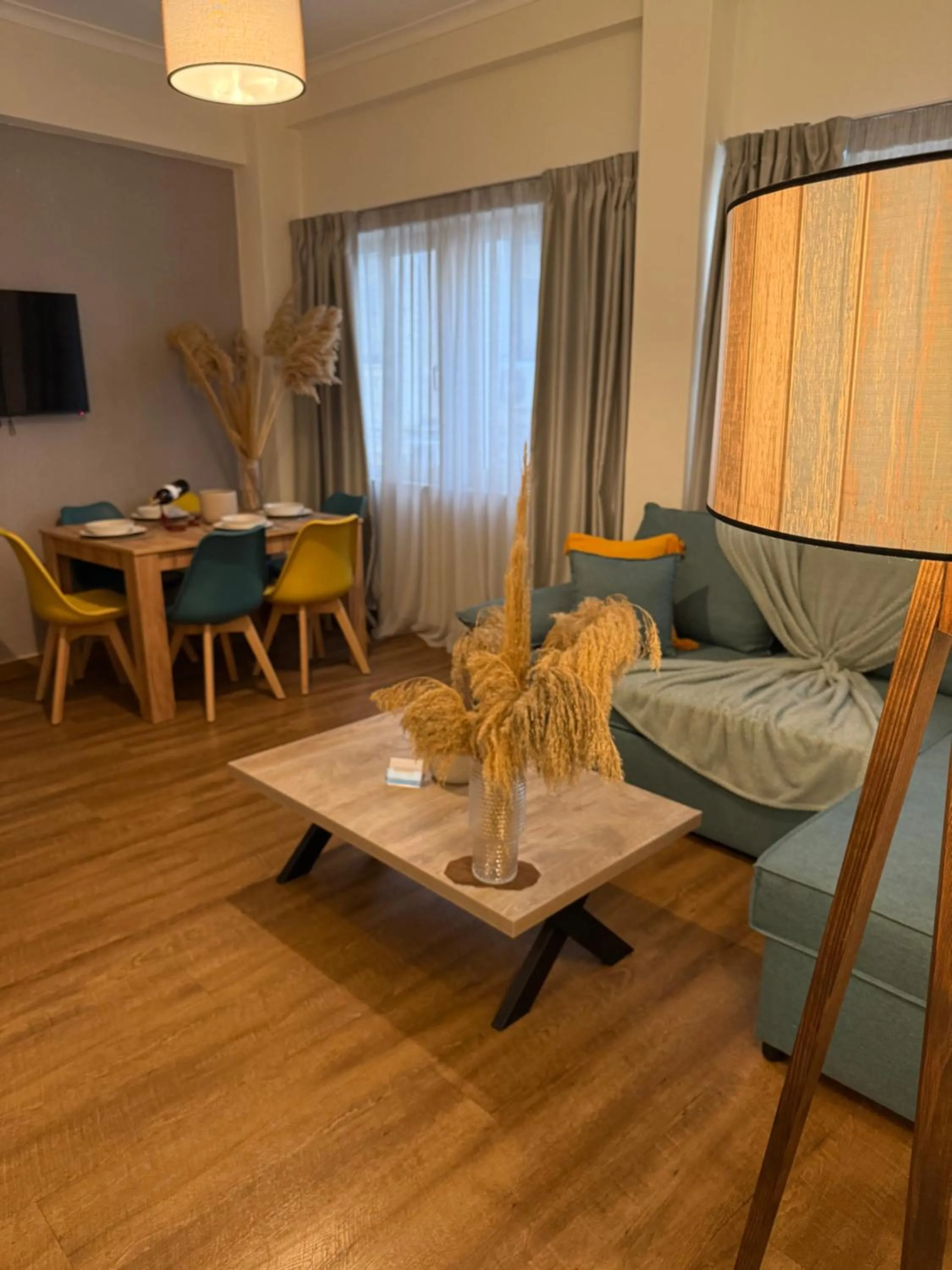 Living room, Bed in Compass Lofts Athens