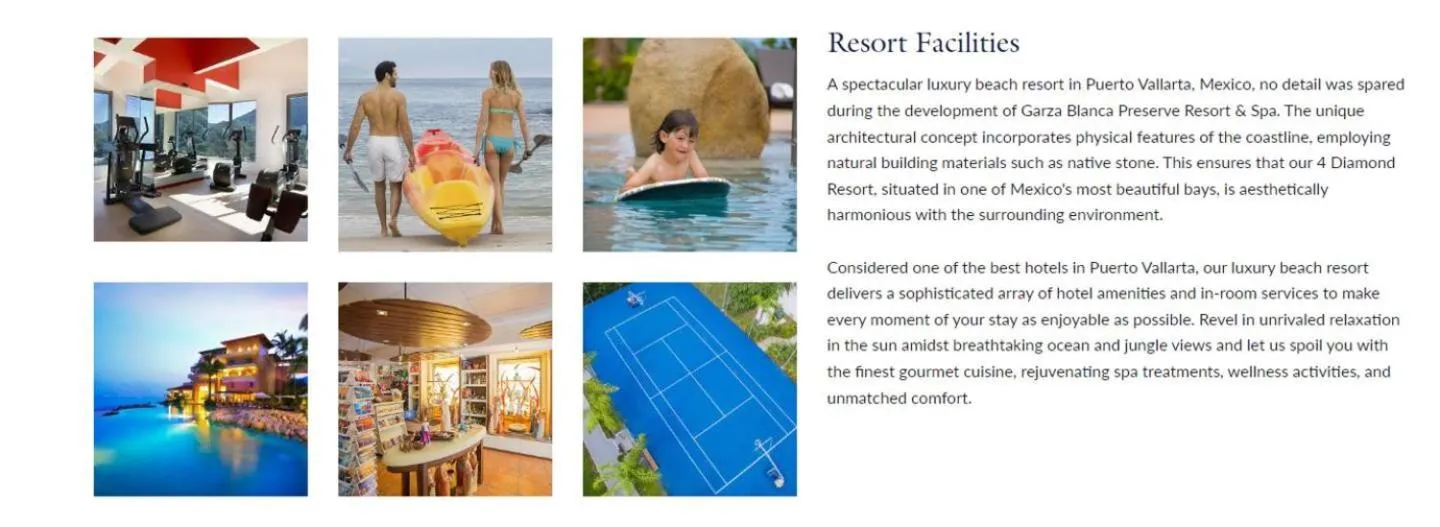 Text overlay in GARZA BLANCA PRESERVE RESORT & SPA