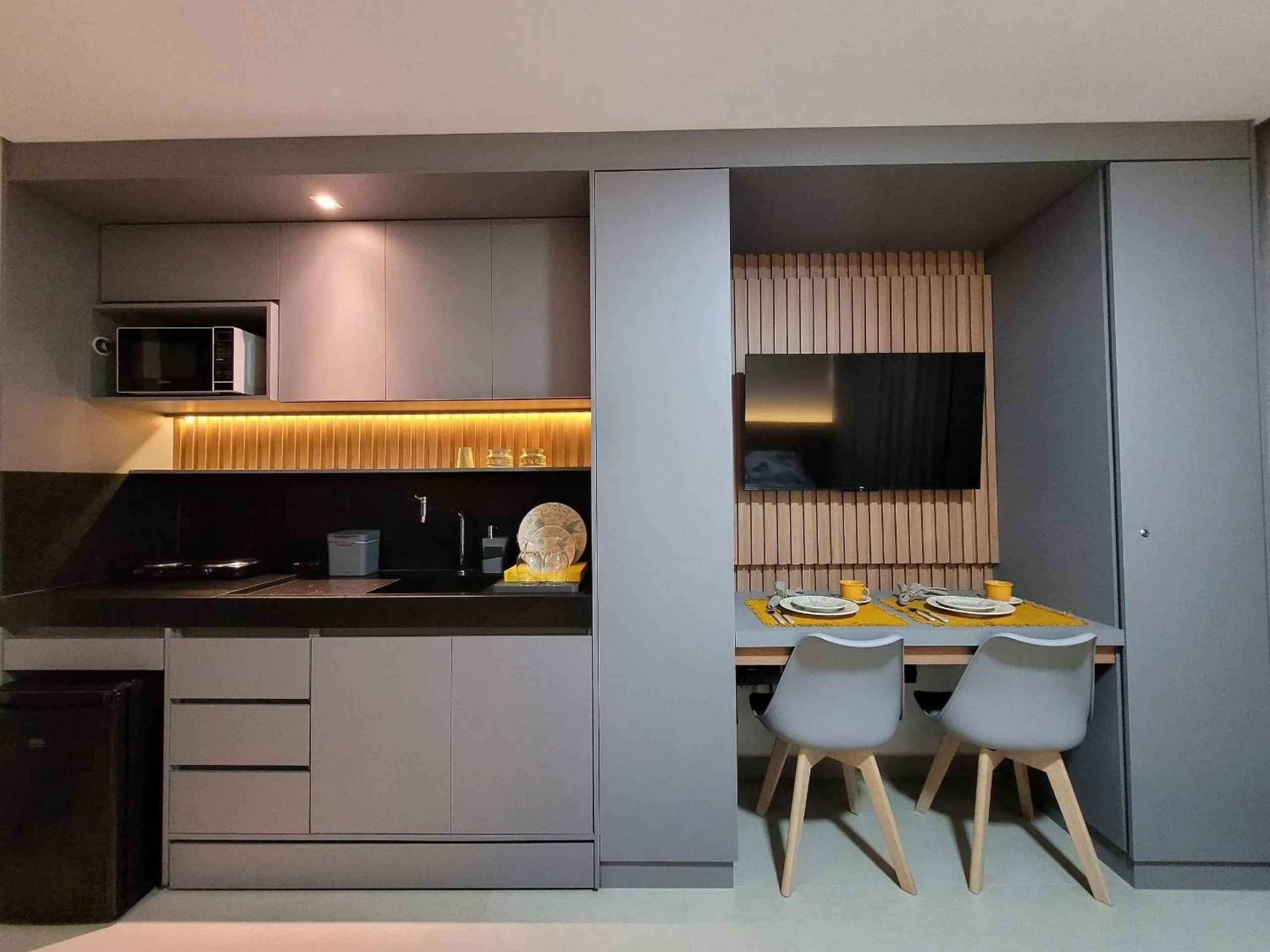 Kitchen or kitchenette in Studio Aconchegante no Bessa
