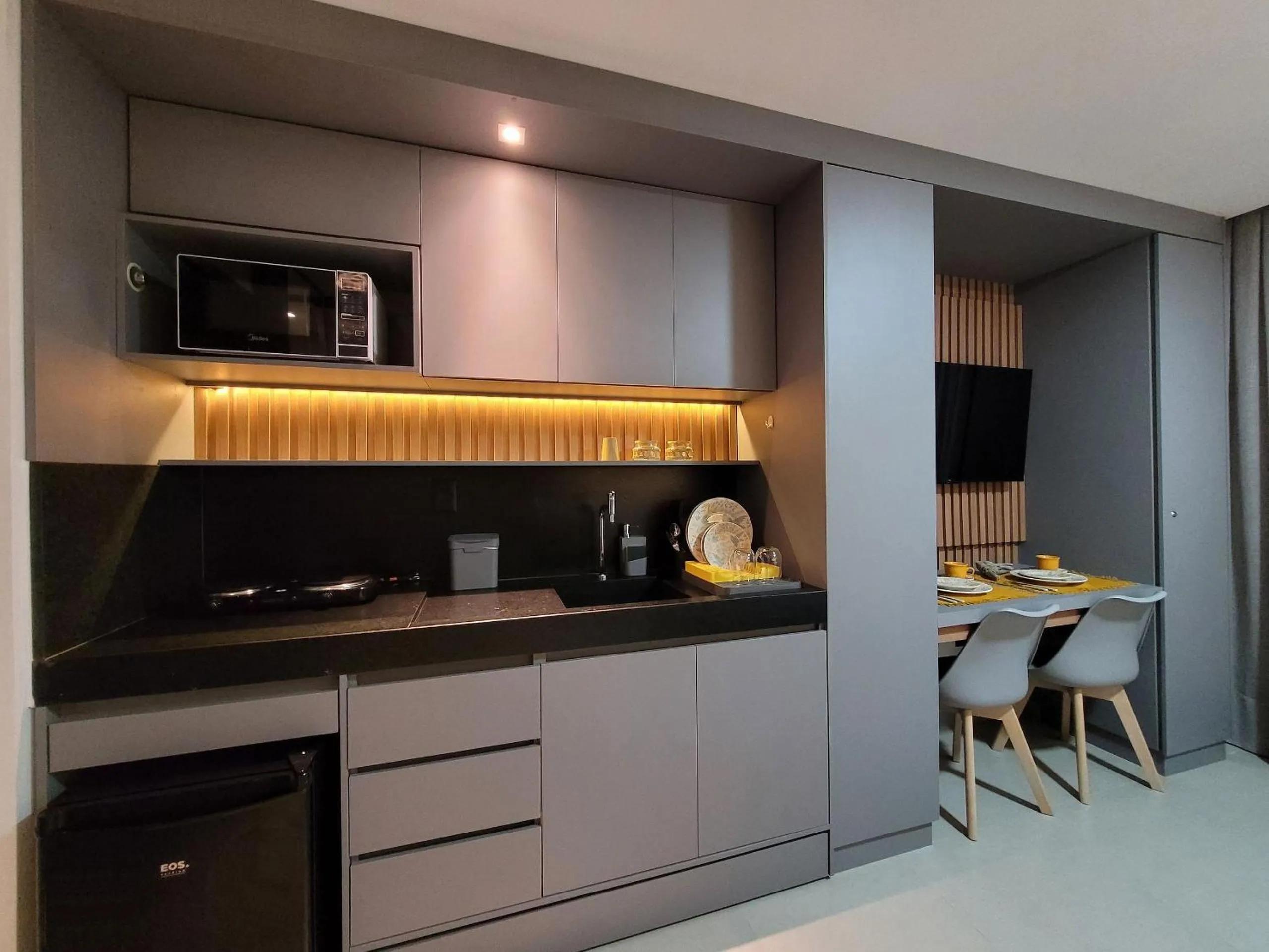 Kitchen or kitchenette in Studio Aconchegante no Bessa