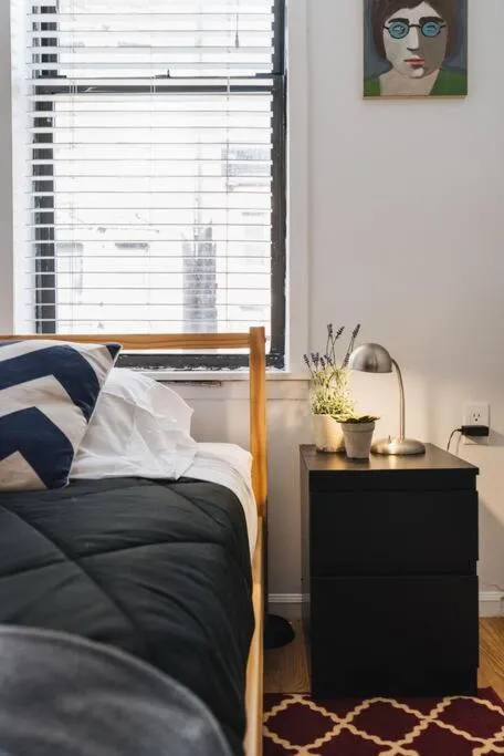 Bedroom, Bed in East Village Townhouse