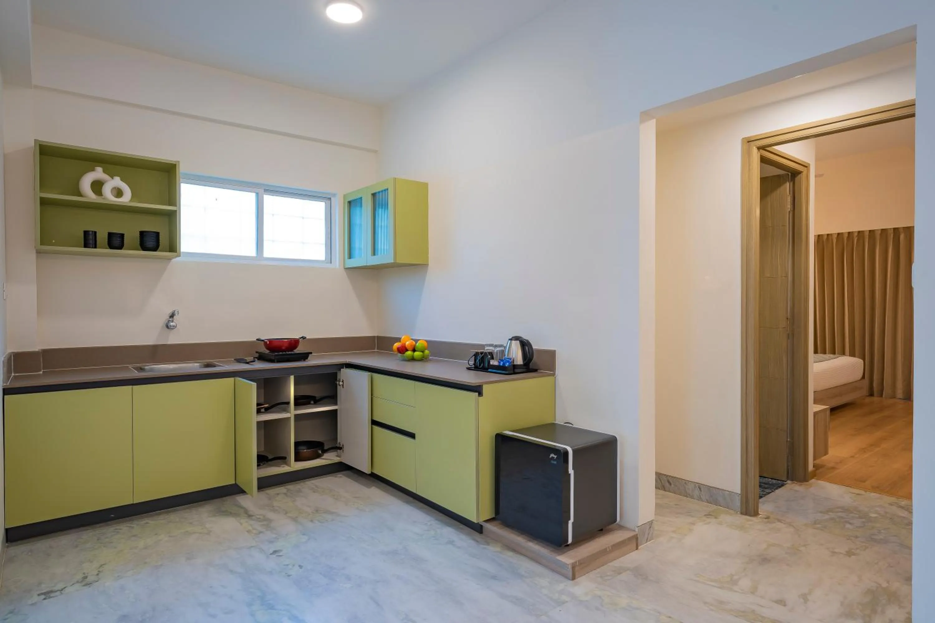 kitchen in Nest By Rivido Apart Hotel, Bannerghatta road