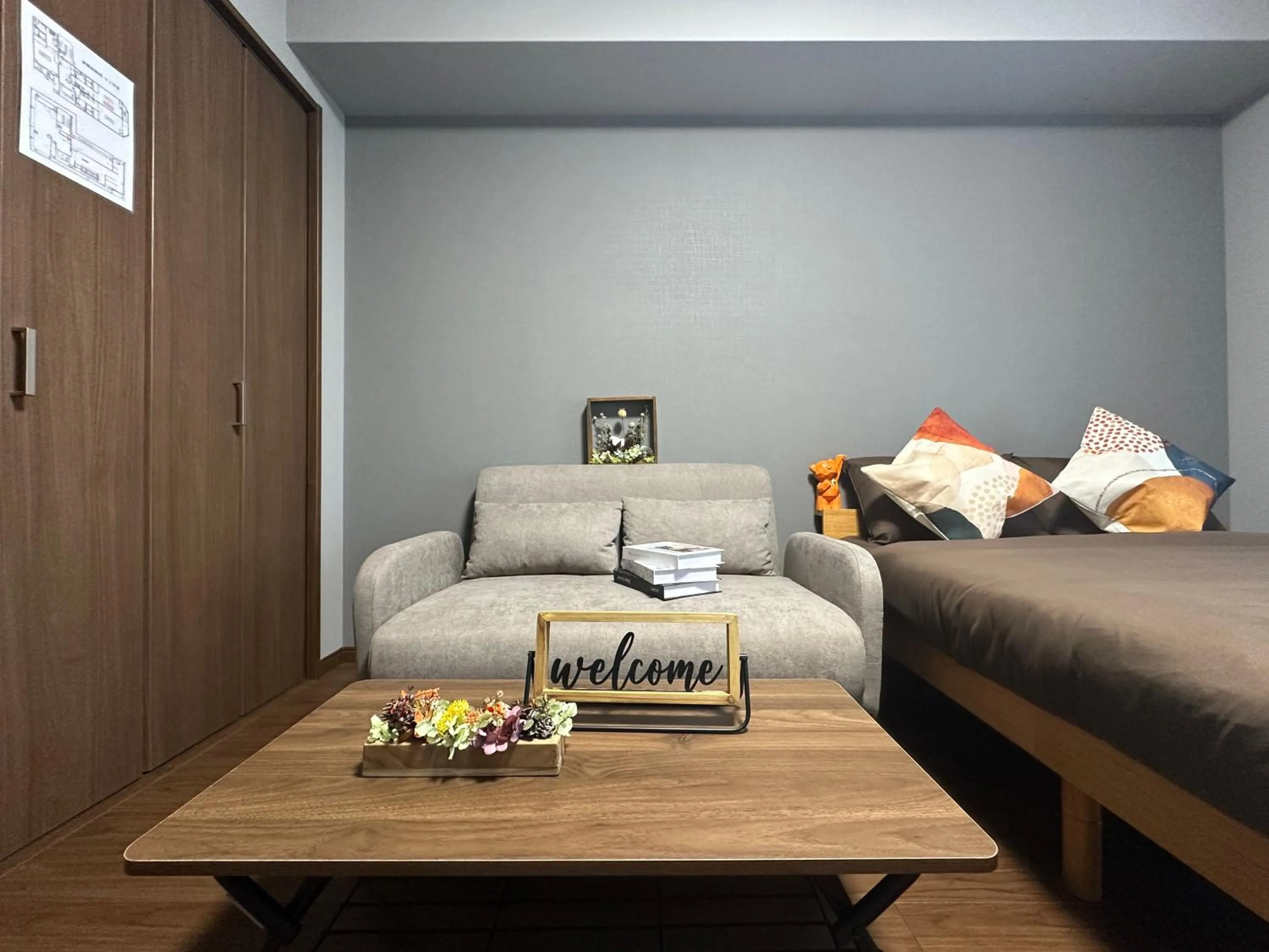 Bed in nestay apartment osaka ebisu