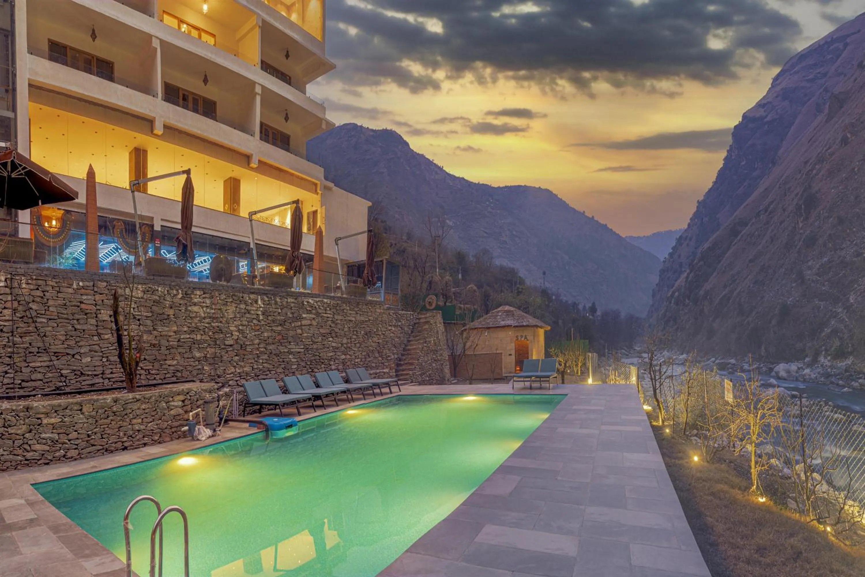 Property building in Echor Palm Bliss Riverside Resort & Spa Kasol