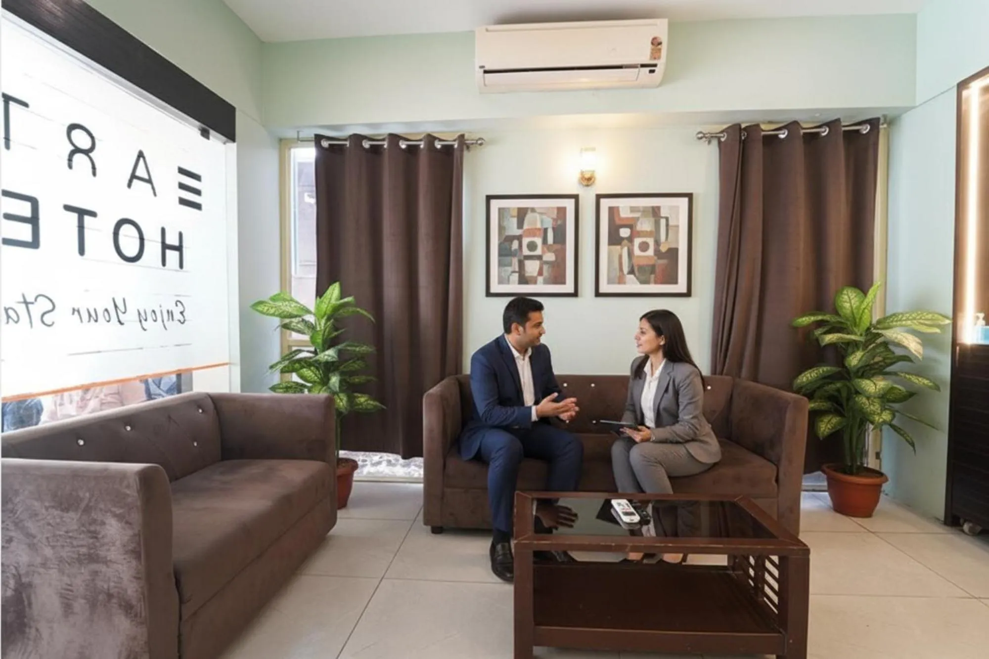 Seating area in Via Earth