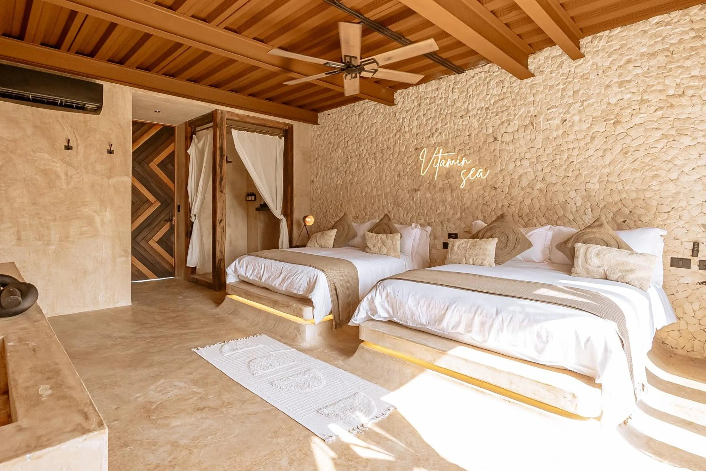 Shower, Bed in AWA Holbox Hotel Boutique - Beach Front