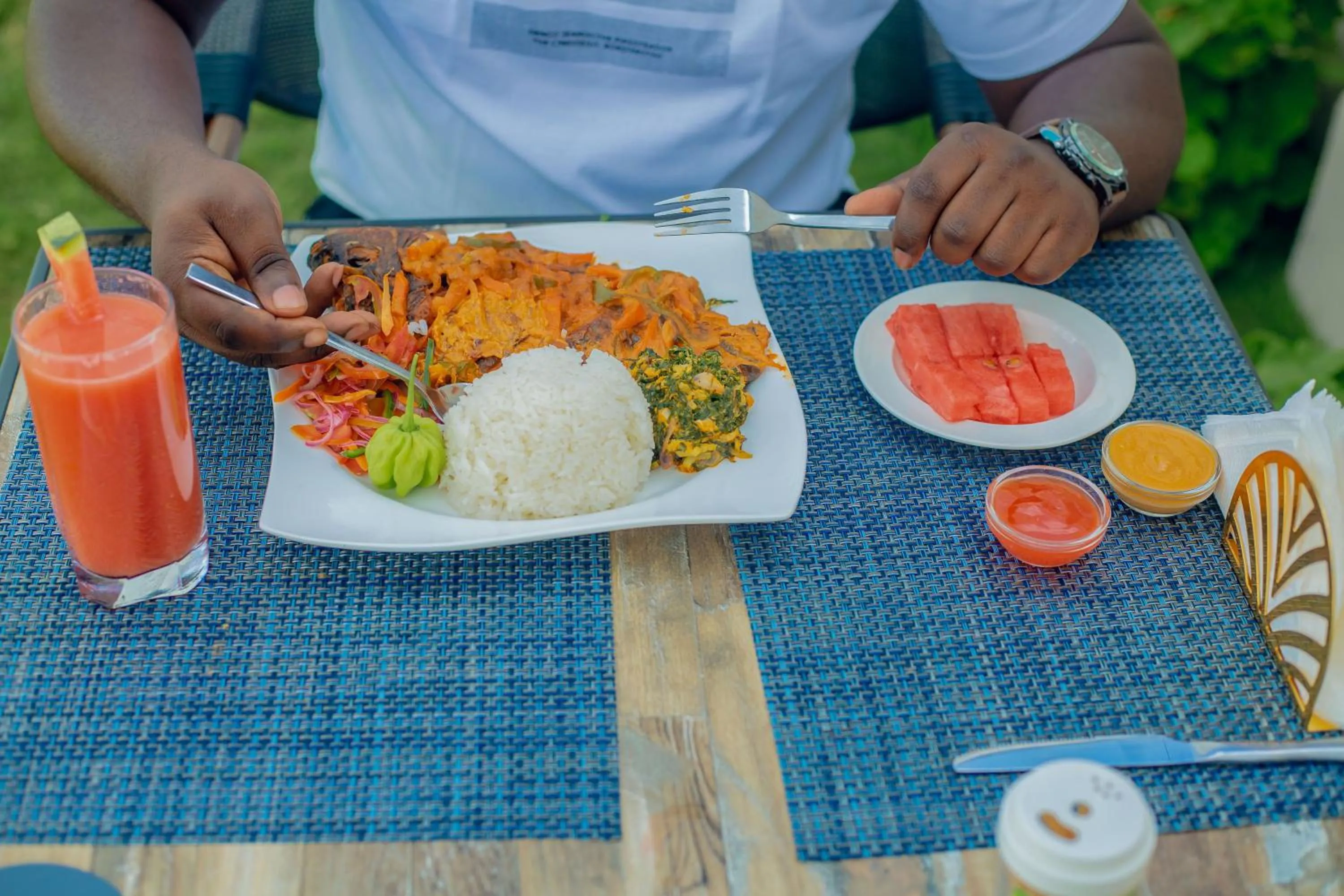 People in Teranga Lodge and Restaurant