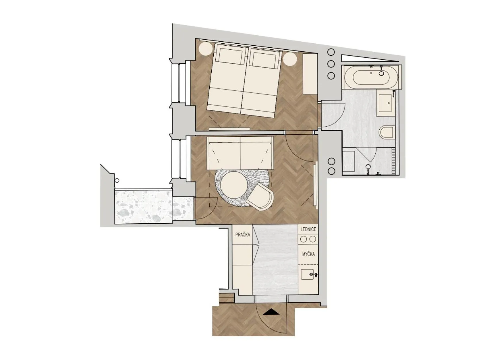 Floor plan in R16 Residences Prague