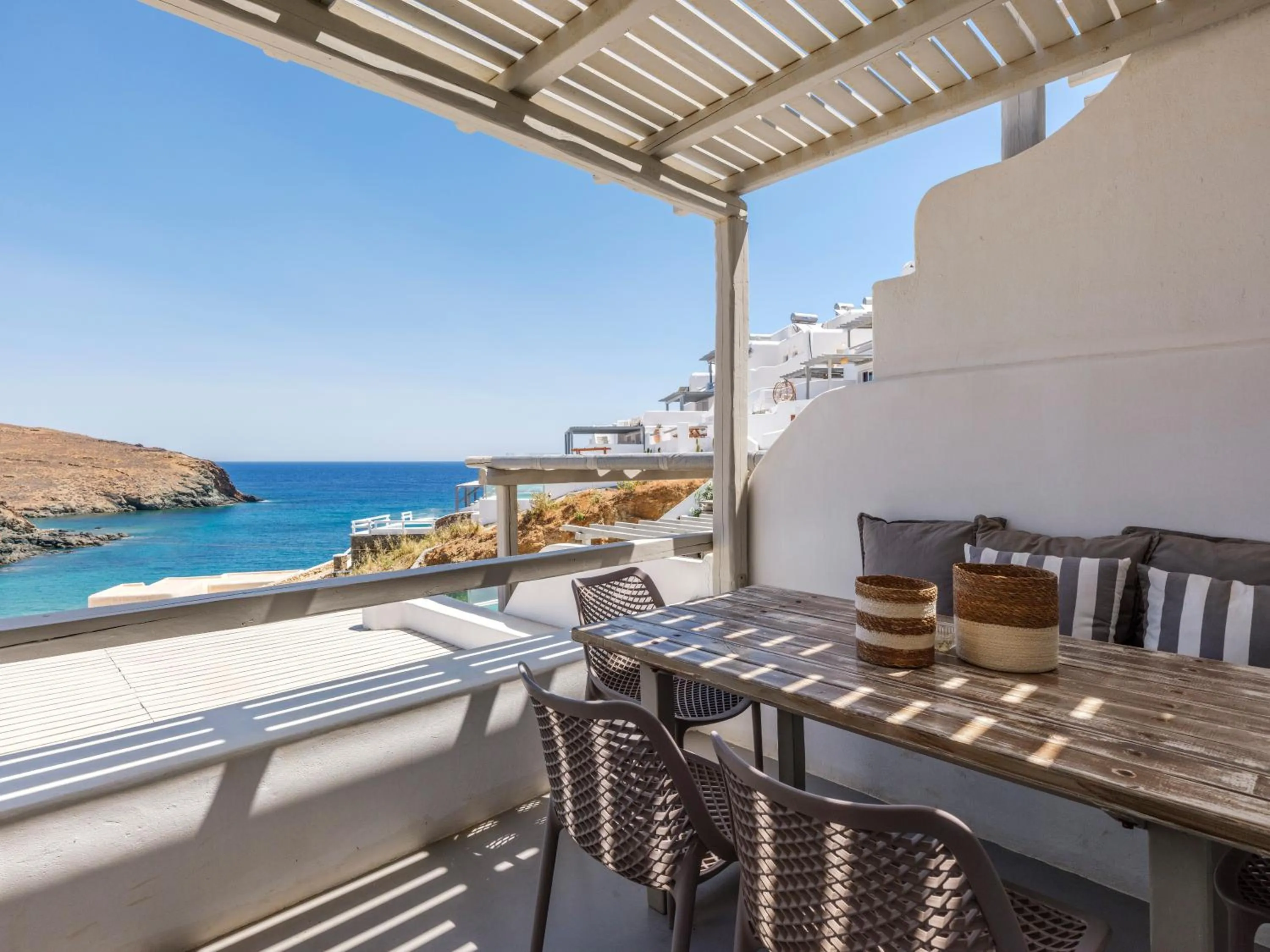 Balcony/Terrace in Mykonos Residence Villas & Suites Merchia beach