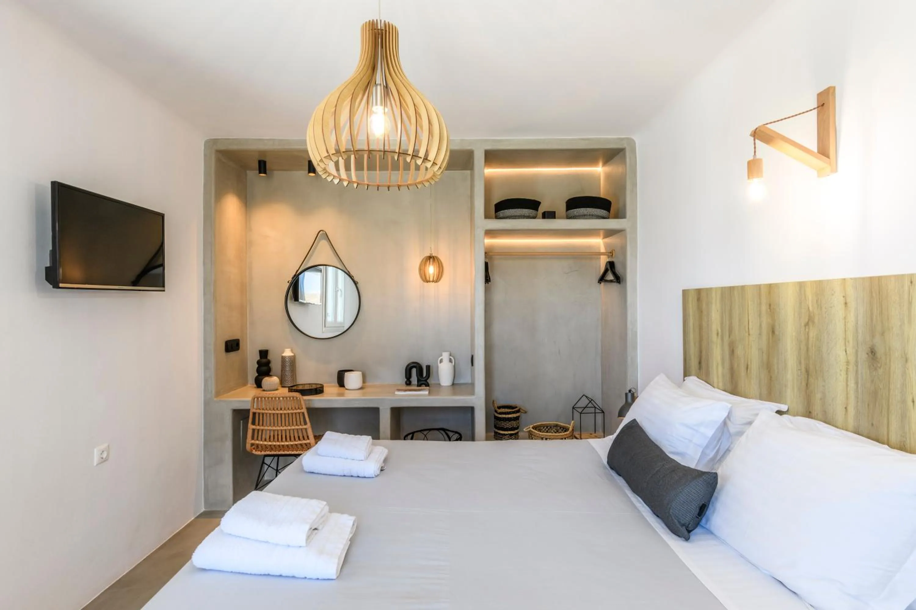 Bed in Mykonos Residence Villas & Suites Merchia beach