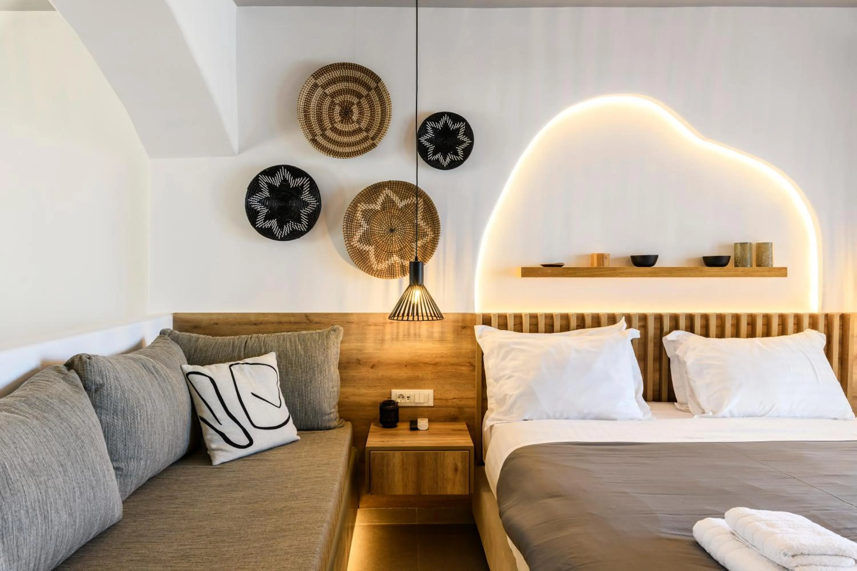 Bed in Mykonos Residence Villas & Suites Merchia beach
