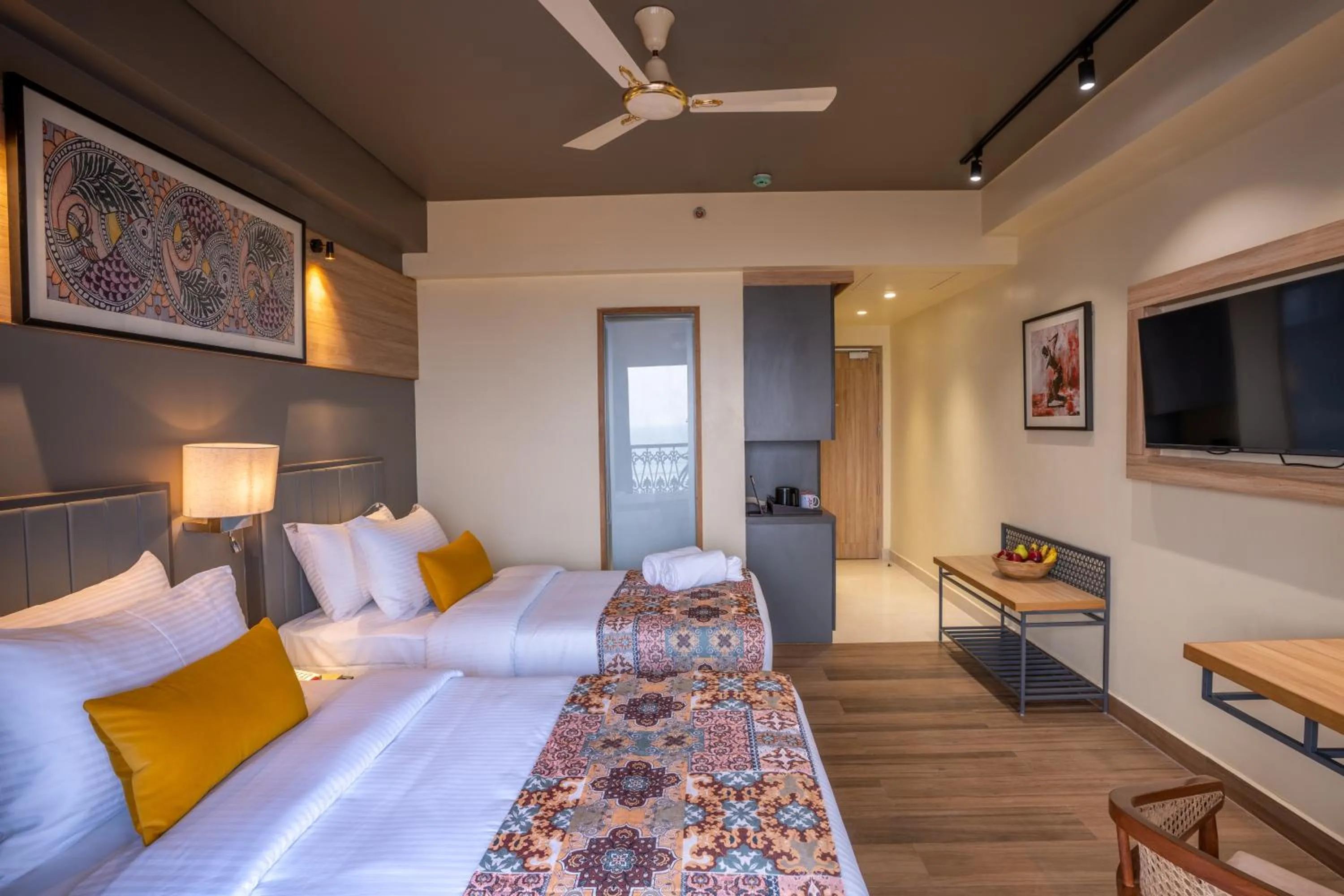 View (from property/room), Bed in Regenta Central Puri Odisha