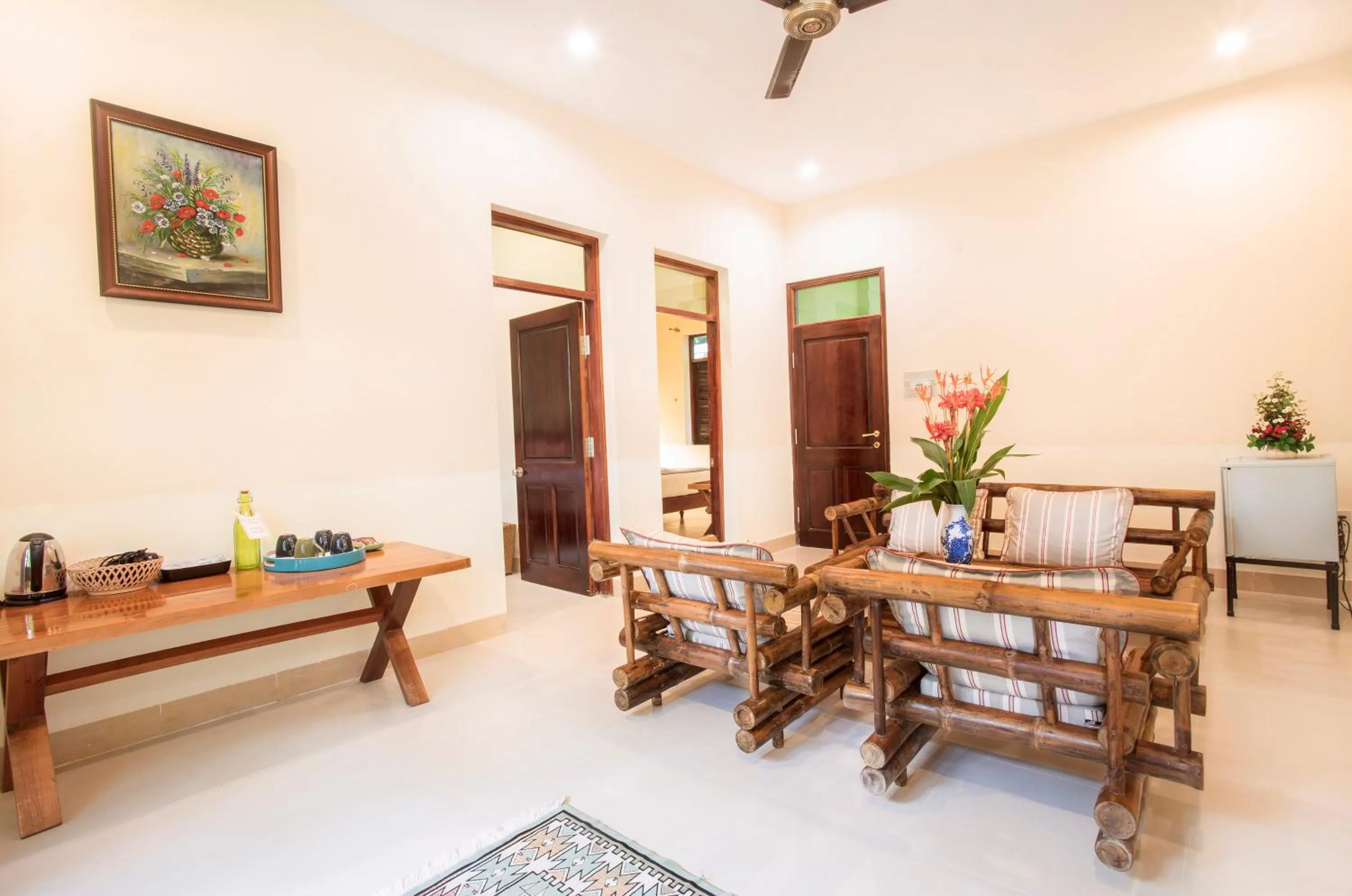 Living room in Cat Tien Jungle Lodge