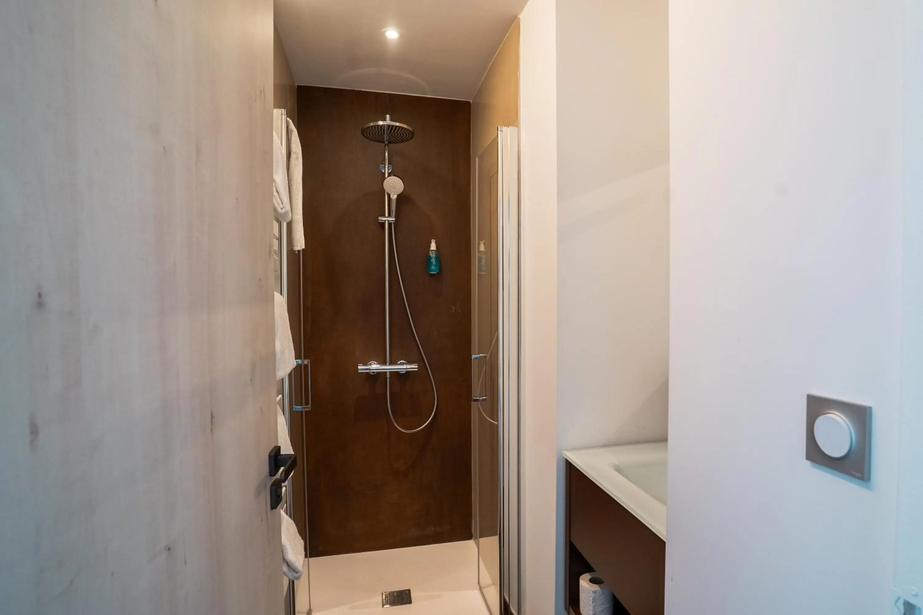 Shower in Hôtel Le Manoir du Roselier