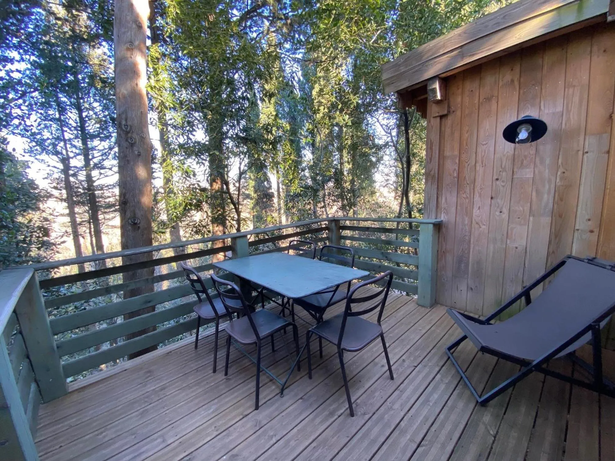 Balcony/Terrace in Les Cabanes Dans Les Bois Logis Hôtel