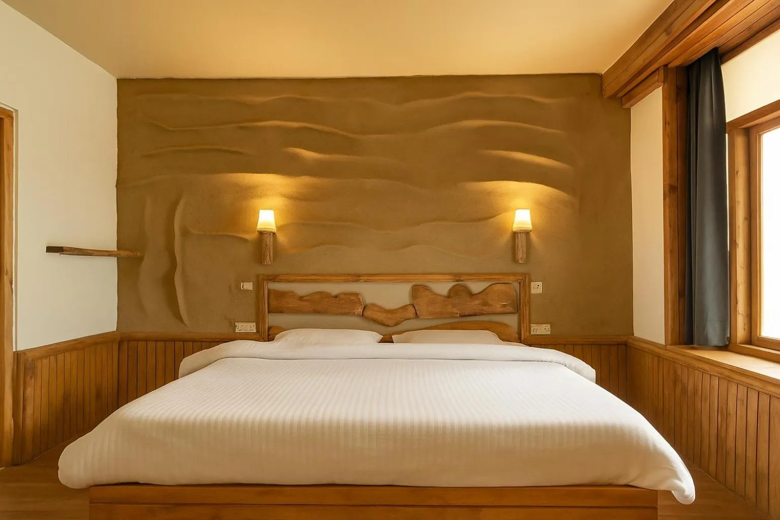 Bedroom, Bed in Beholden Stay And Cafe - A Luxury Boutique Hotel In Manali