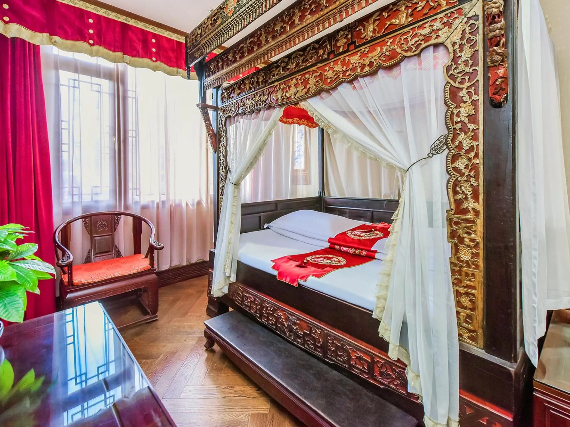 Bedroom, Bed in ChengDu Wuhou Temple Han Dynasty Hotel