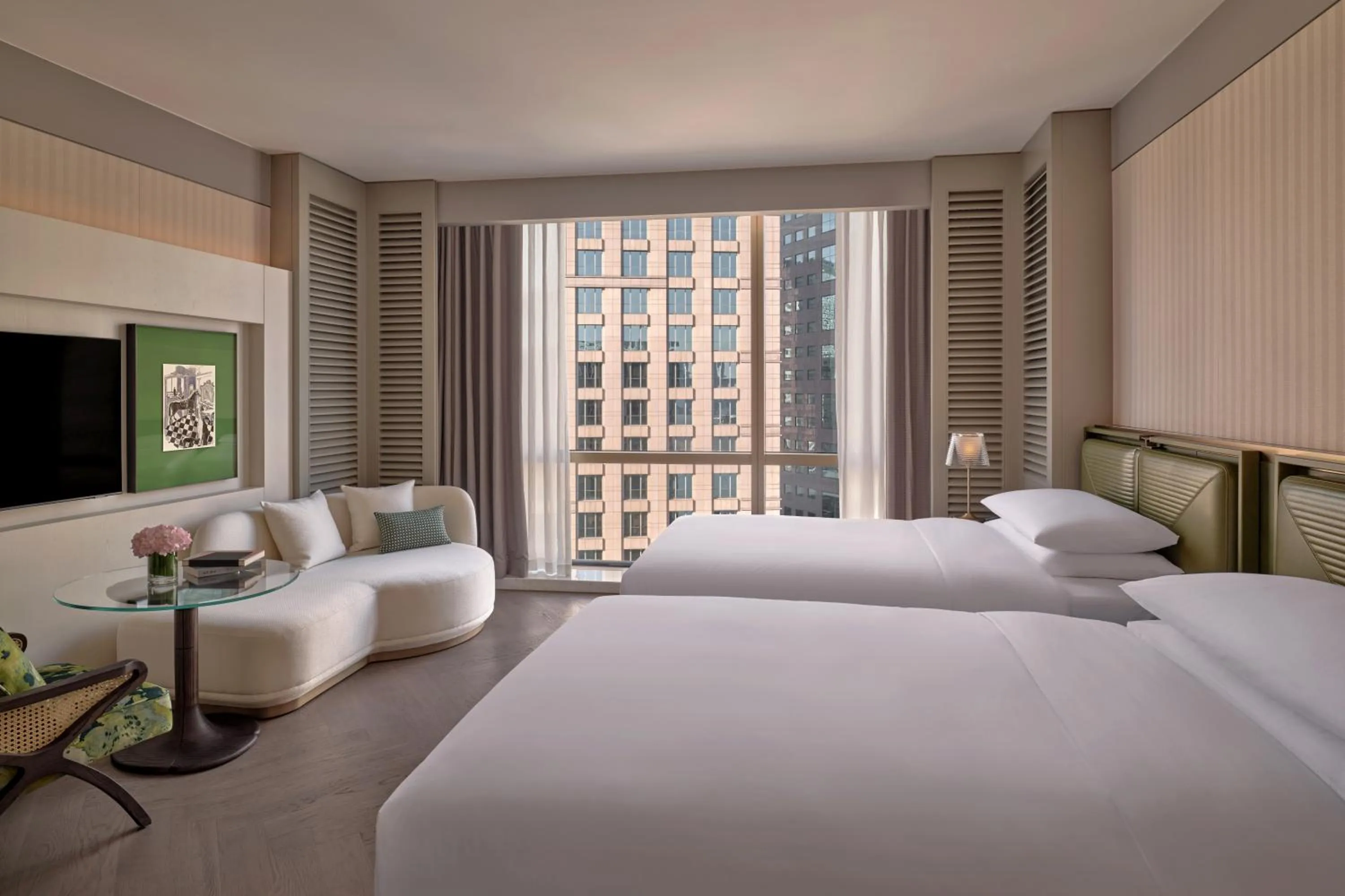 View (from property/room), Bed in Regent Shanghai on the Bund