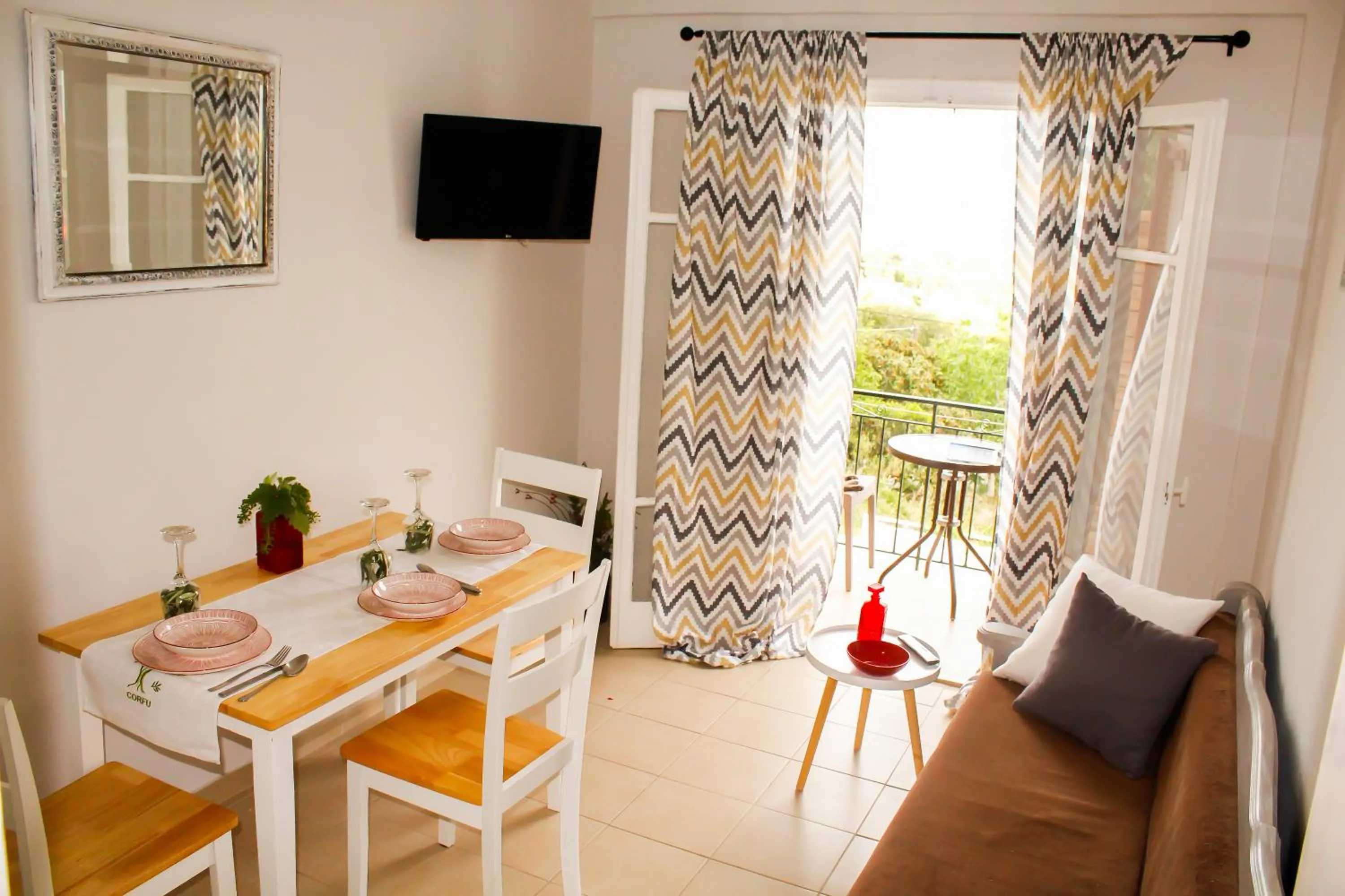Living room in Braziliana Apartments Corfu