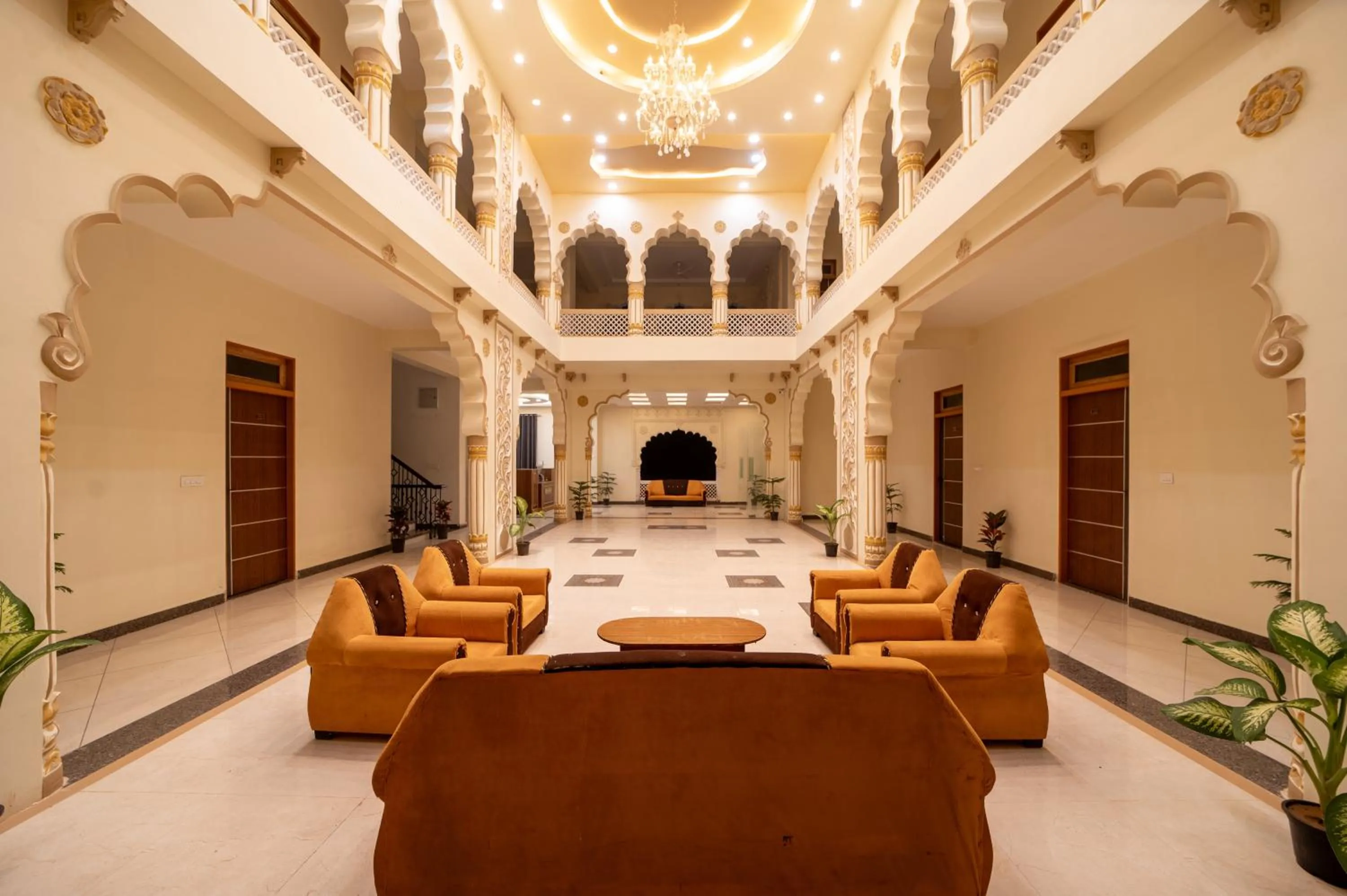 Seating area in Joy Bagh Resort Pushkar