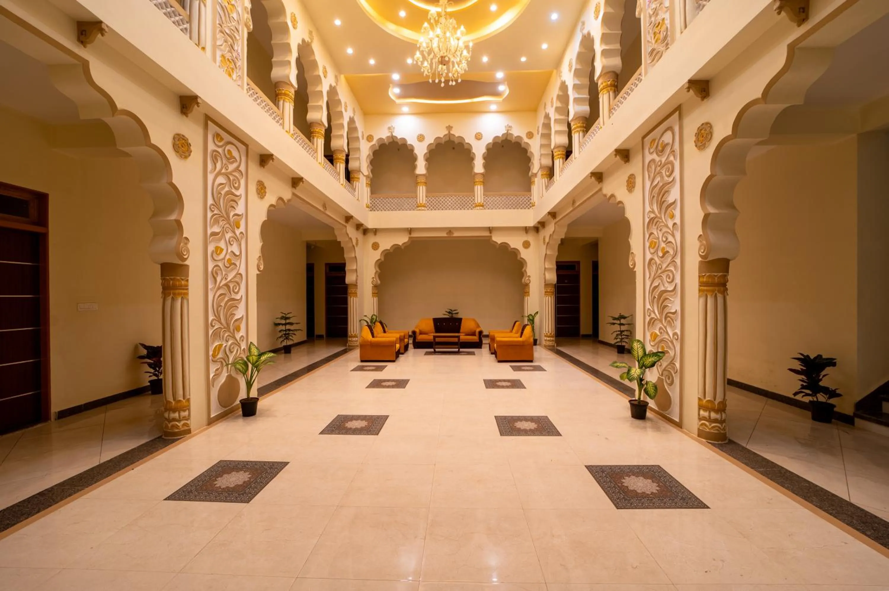 Seating area in Joy Bagh Resort Pushkar