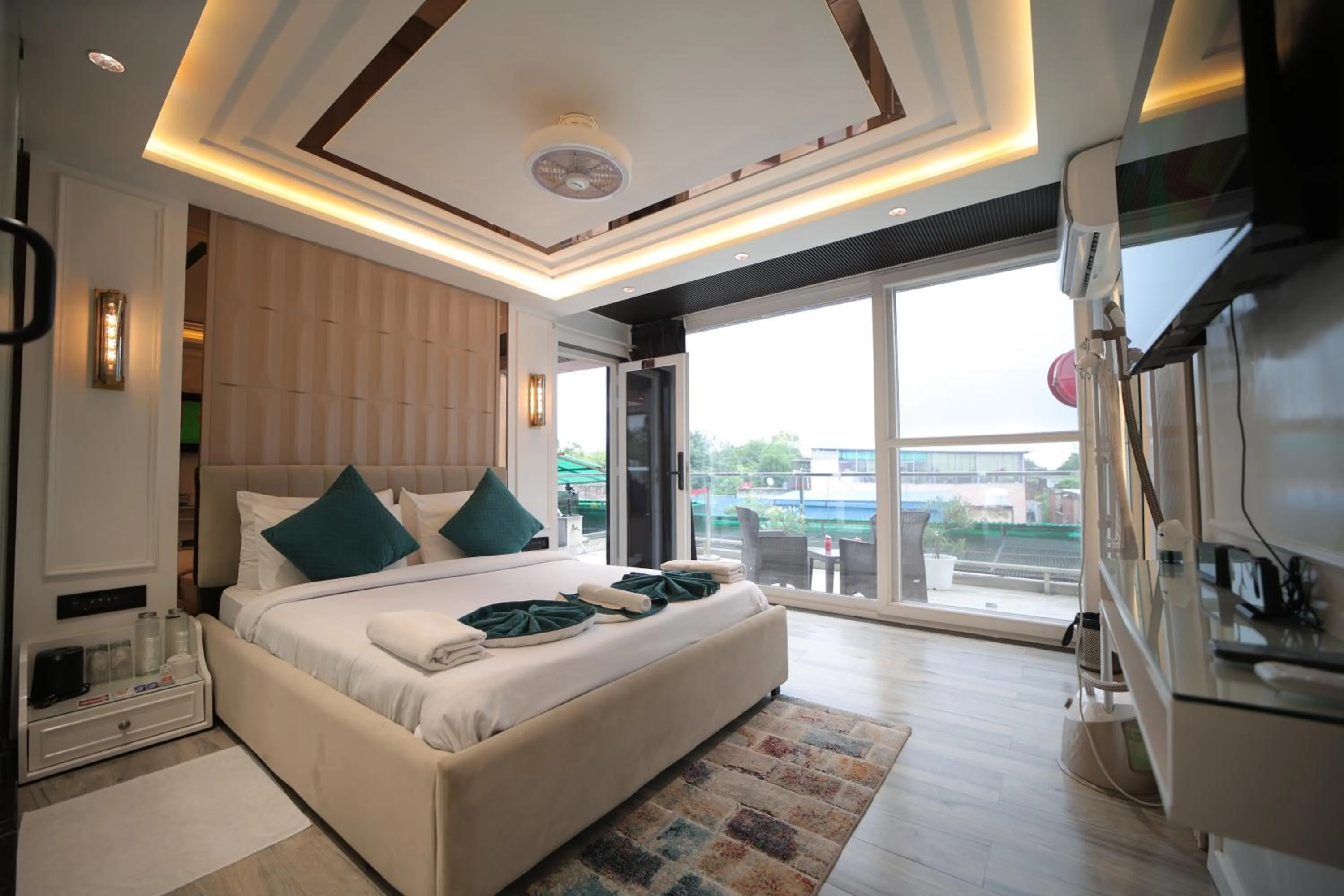 View (from property/room), Bed in The Vacation Villa Agra A Boutique Hotel Near Taj Mahal