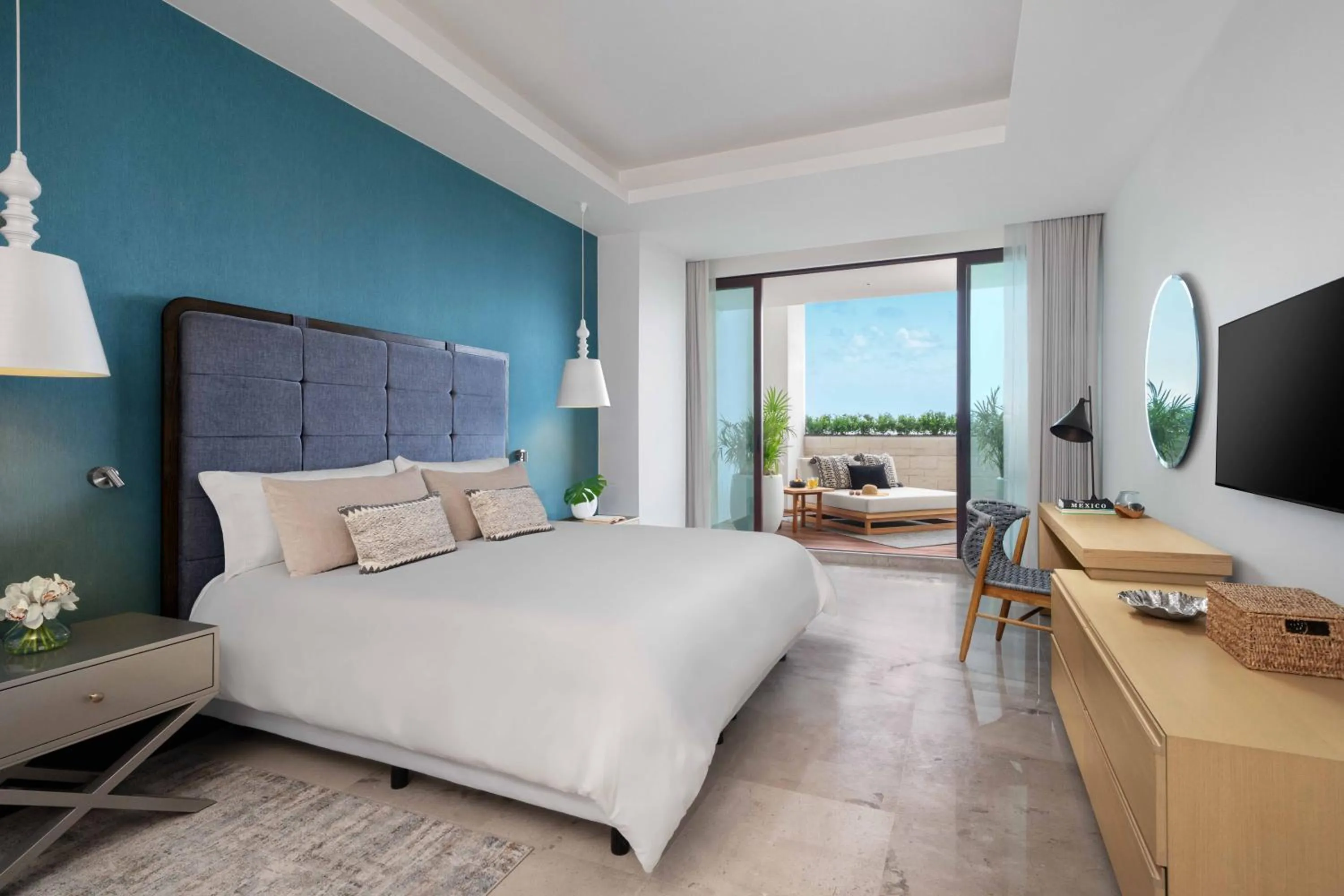 Balcony/Terrace, Bed in BON Hotel at VidantaWorld Nuevo Vallarta