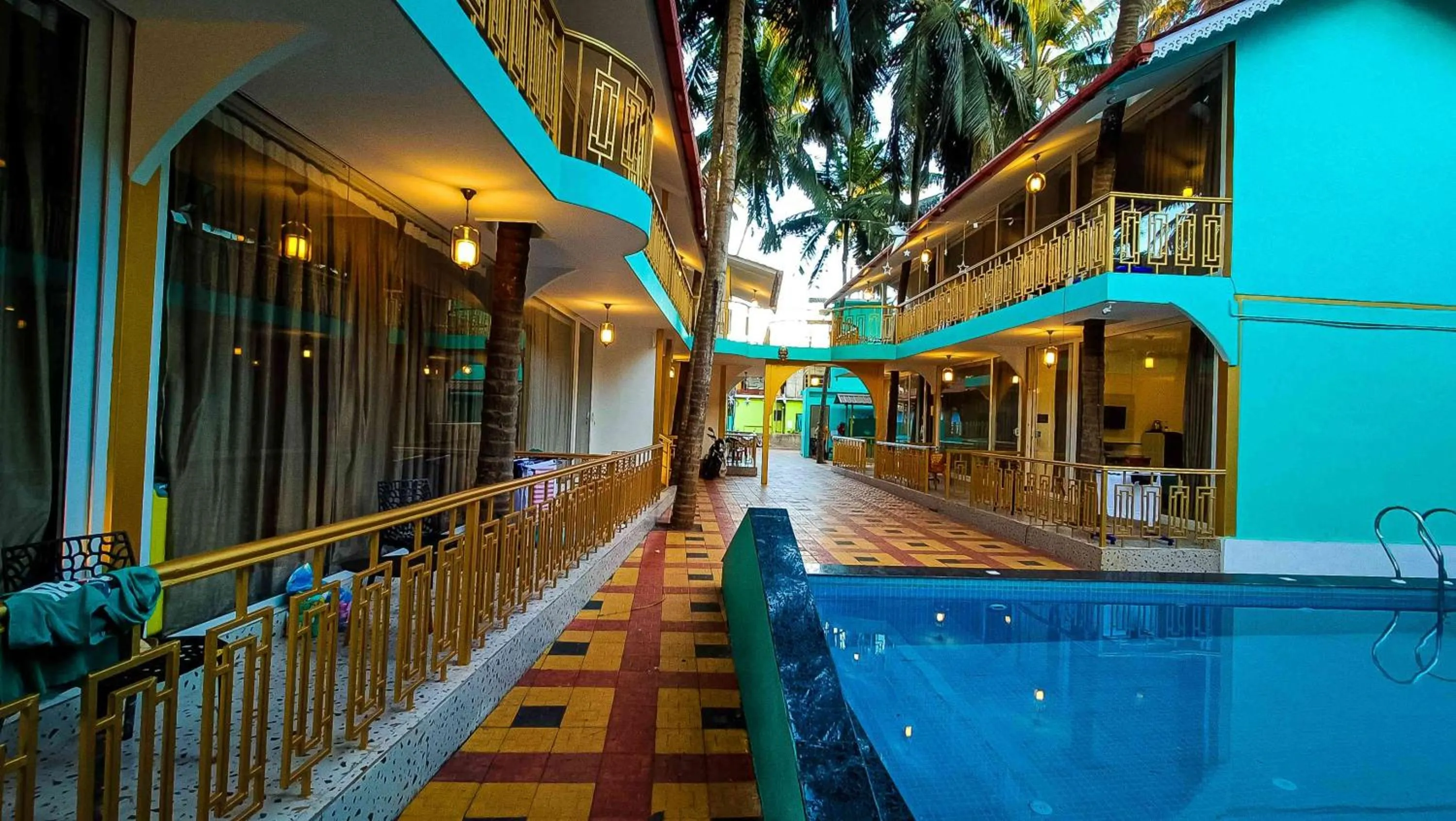Pool view in 36 Yard Beach Cottages