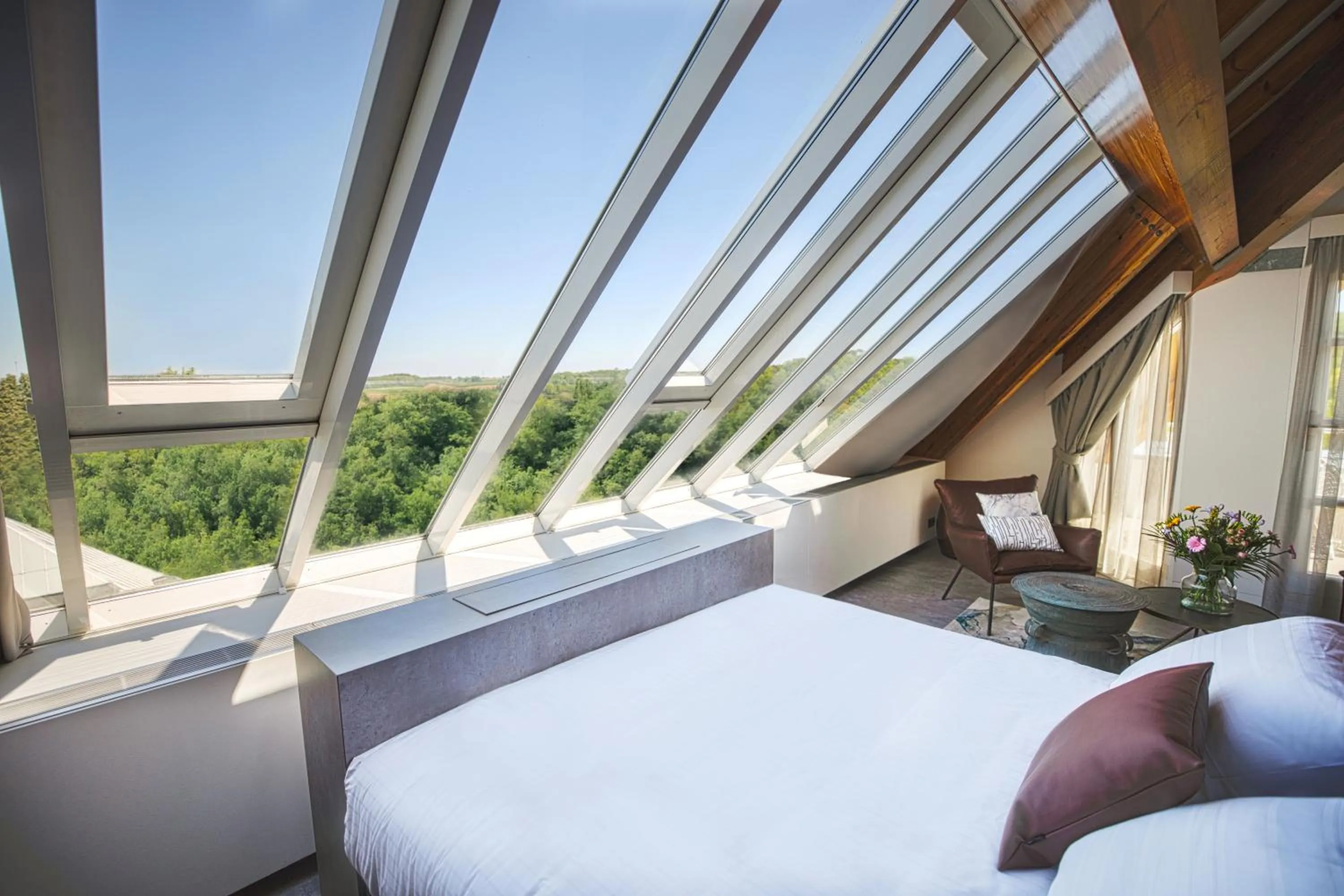 View (from property/room), Bed in Wellnesshotel Thermae 2000