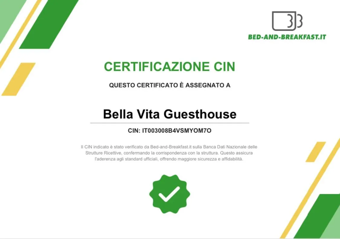 Logo/Certificate/Sign in Bella Vita Guesthouse -parcheggio privato interno
