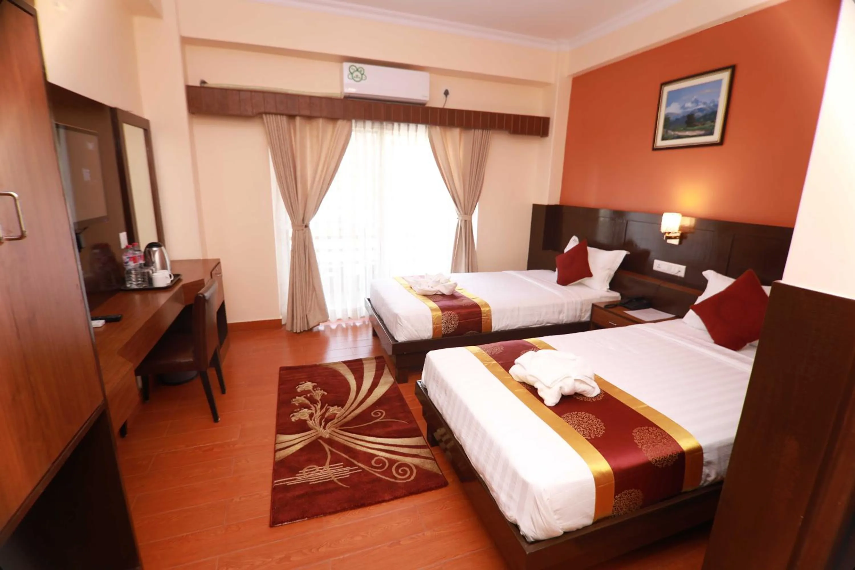 Bed in Hotel Eco Tree Pokhara