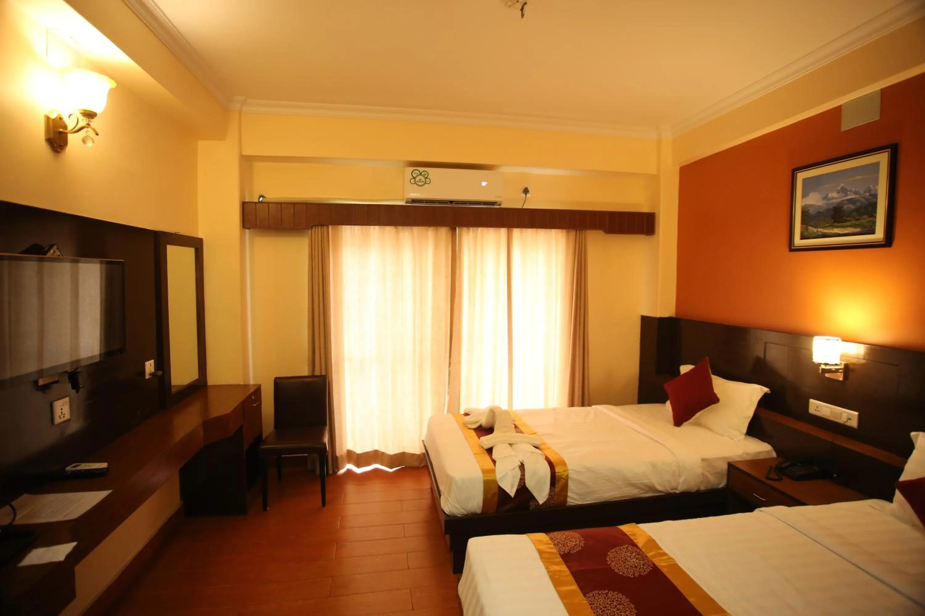 Communal lounge/ TV room, Bed in Hotel Eco Tree Pokhara