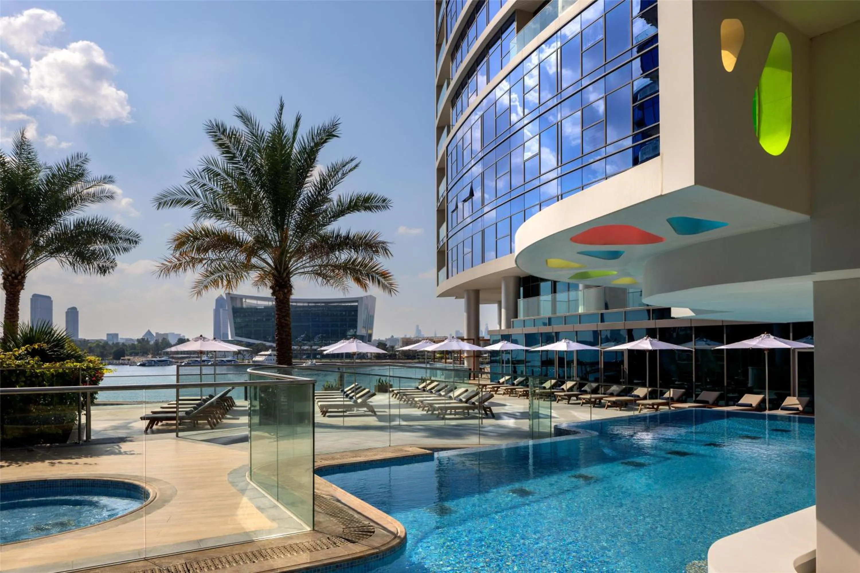 Pool view in Hilton Dubai Creek Hotel & Residences
