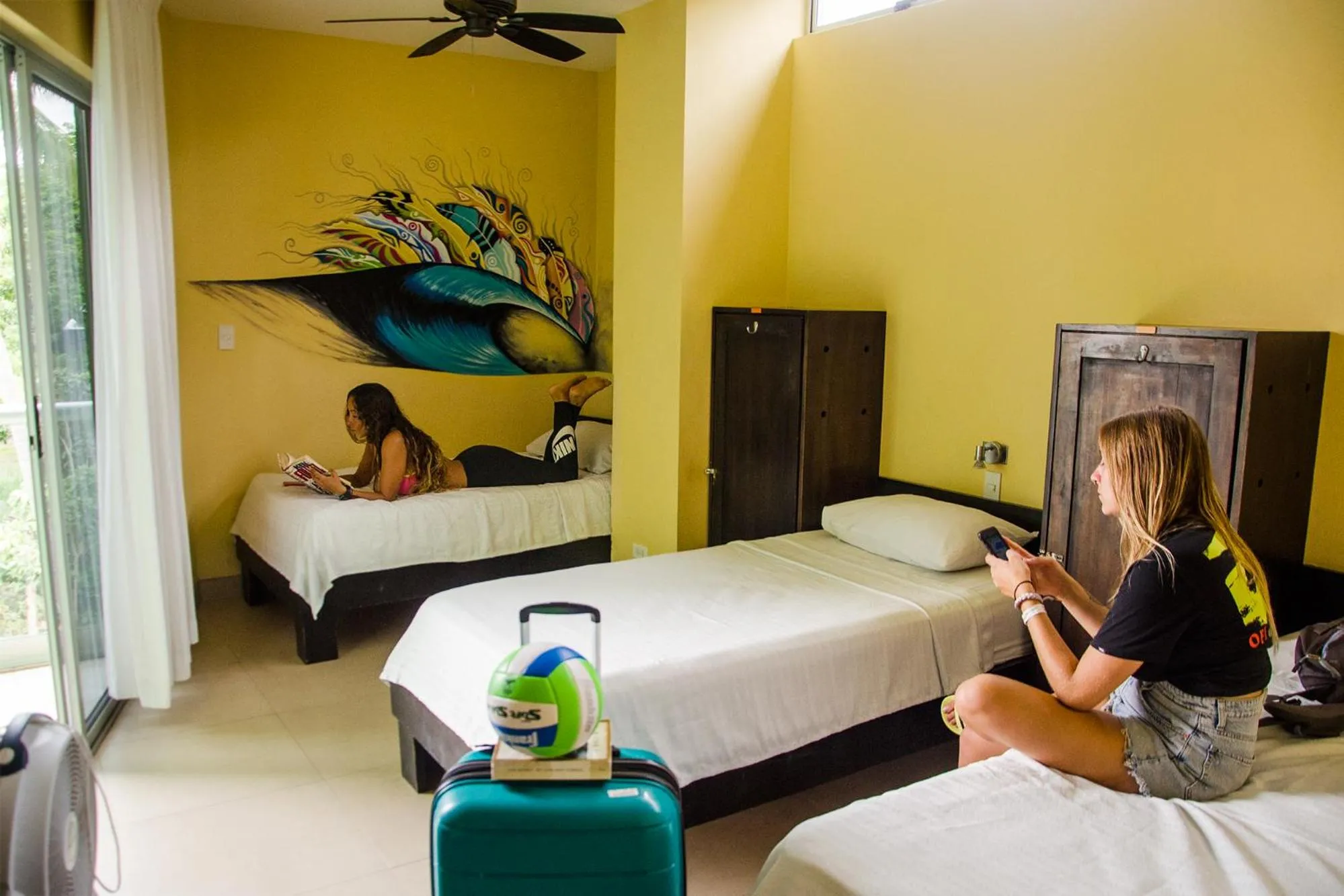 Single Bed in Female Dormitory Room in Room2Board Hostel and Surf School