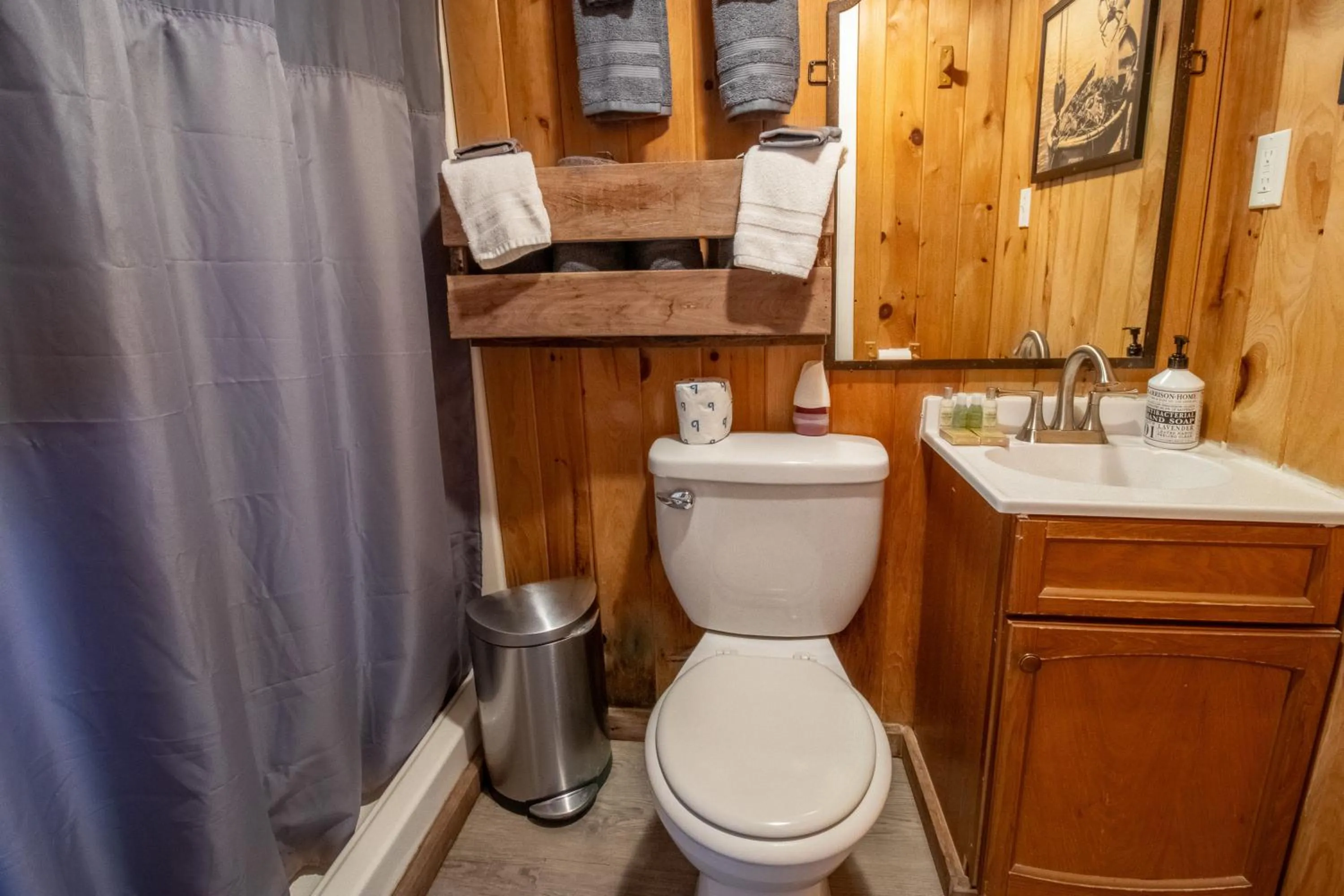 Shower in Kozy Haven Log Cabin Rentals