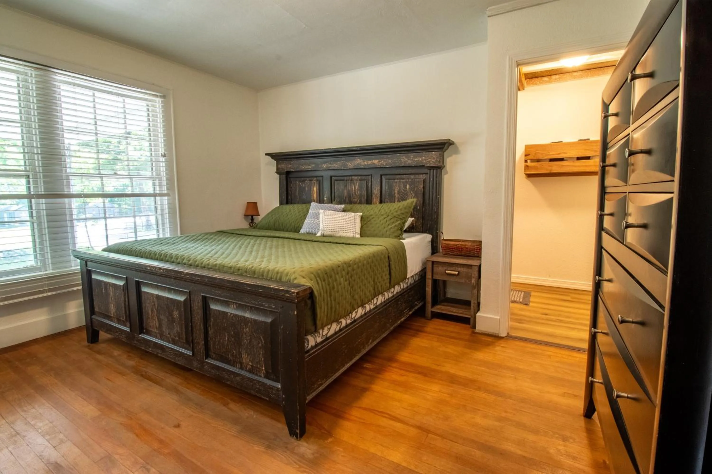 Bed in Kozy Haven Log Cabin Rentals