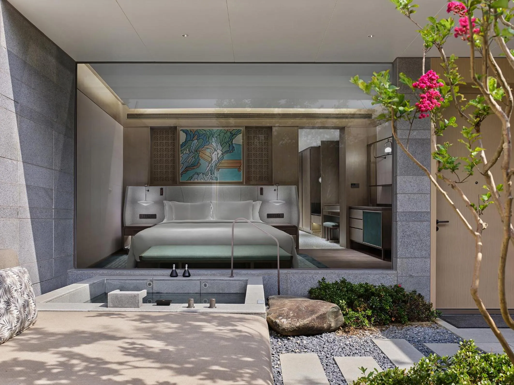 Open Air Bath, Bed in Banyan Tree Suzhou Shishan