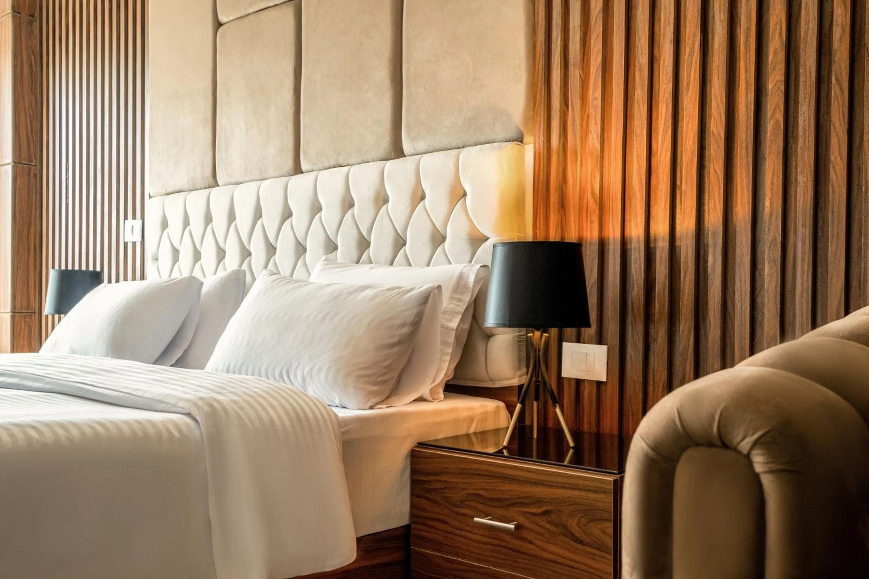 Bed in King Pyramids View Hotel