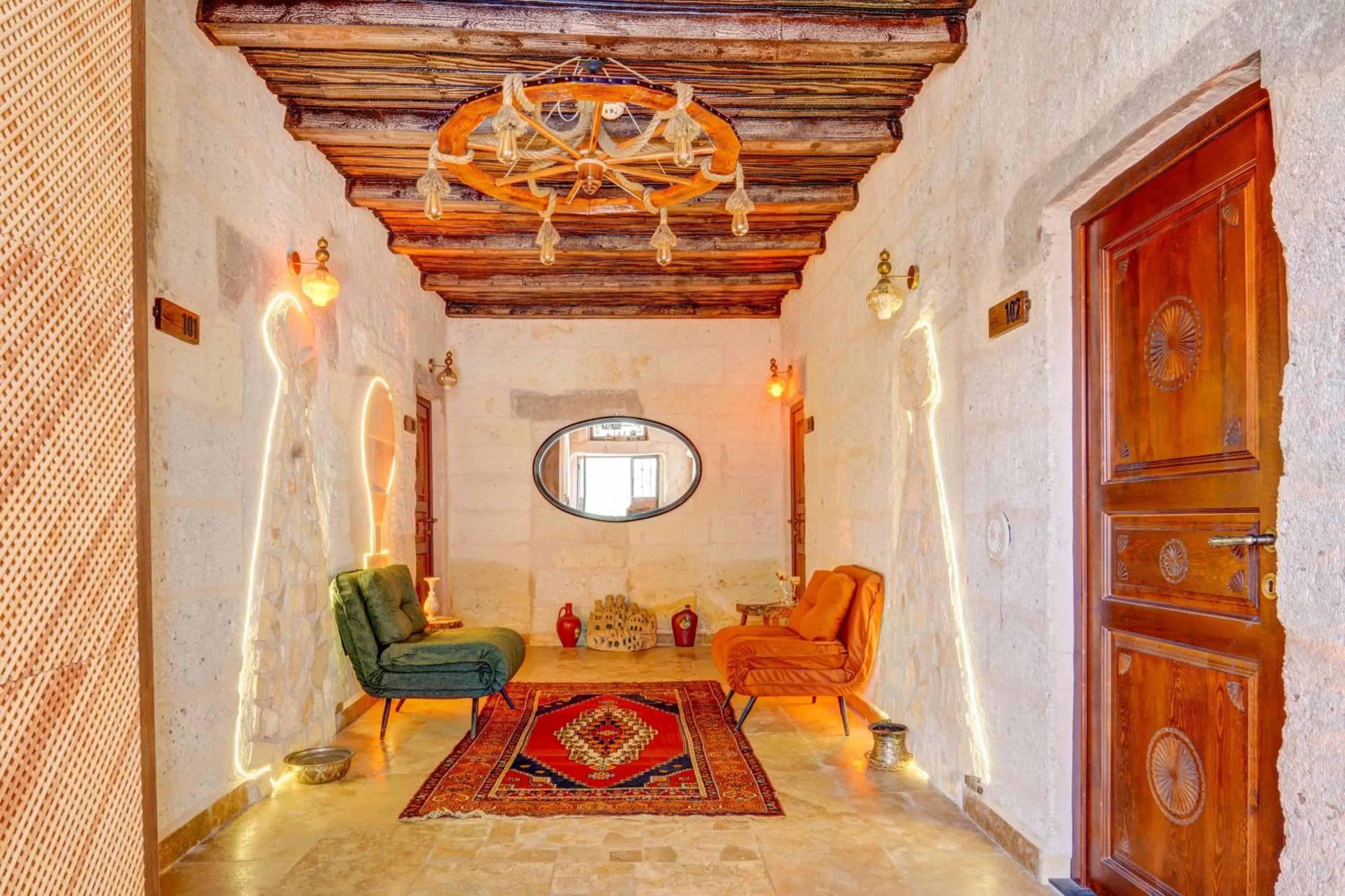 Seating area in Ceran Stone House