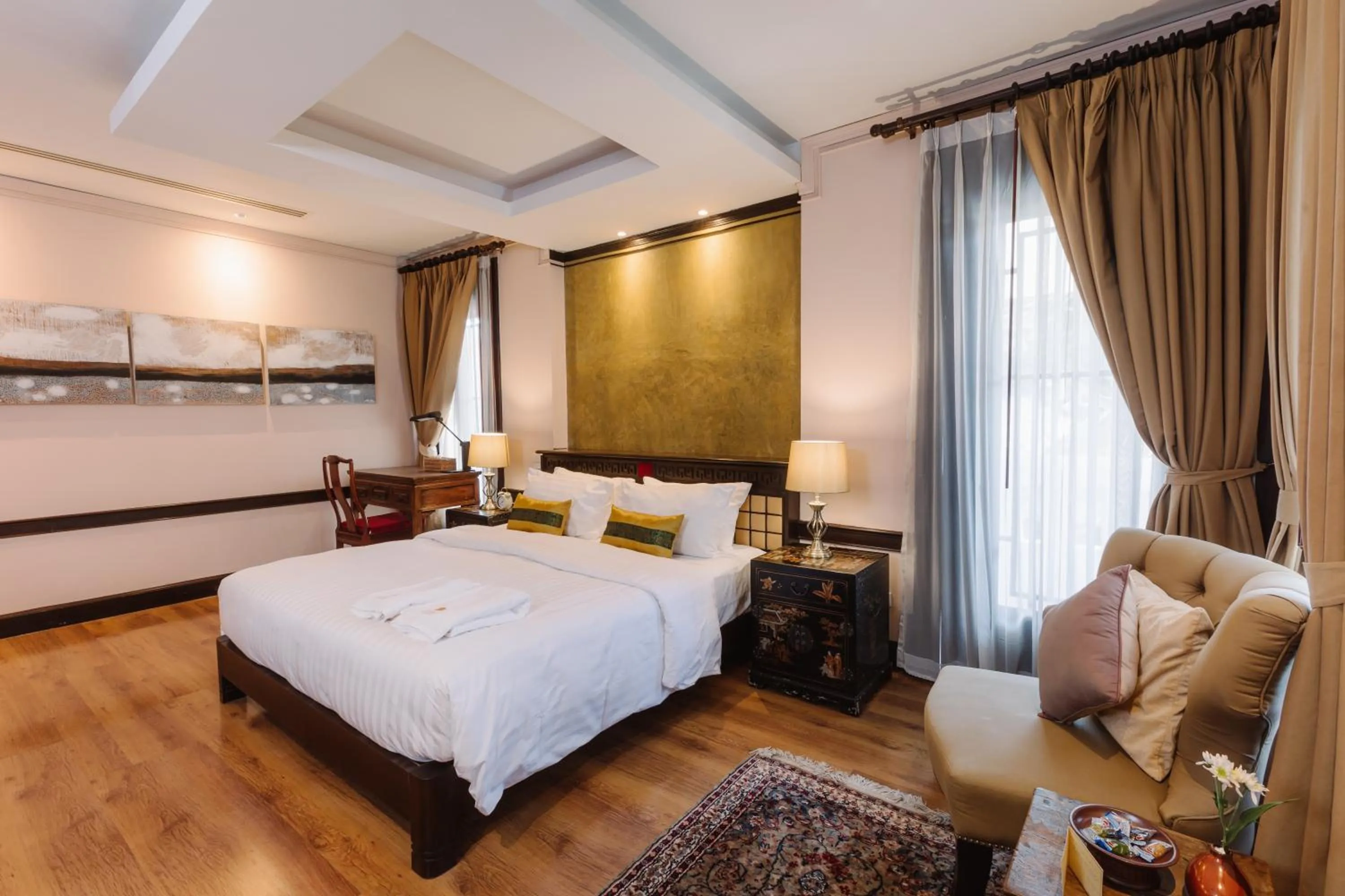 Bed in Lunar Mansion Hotel