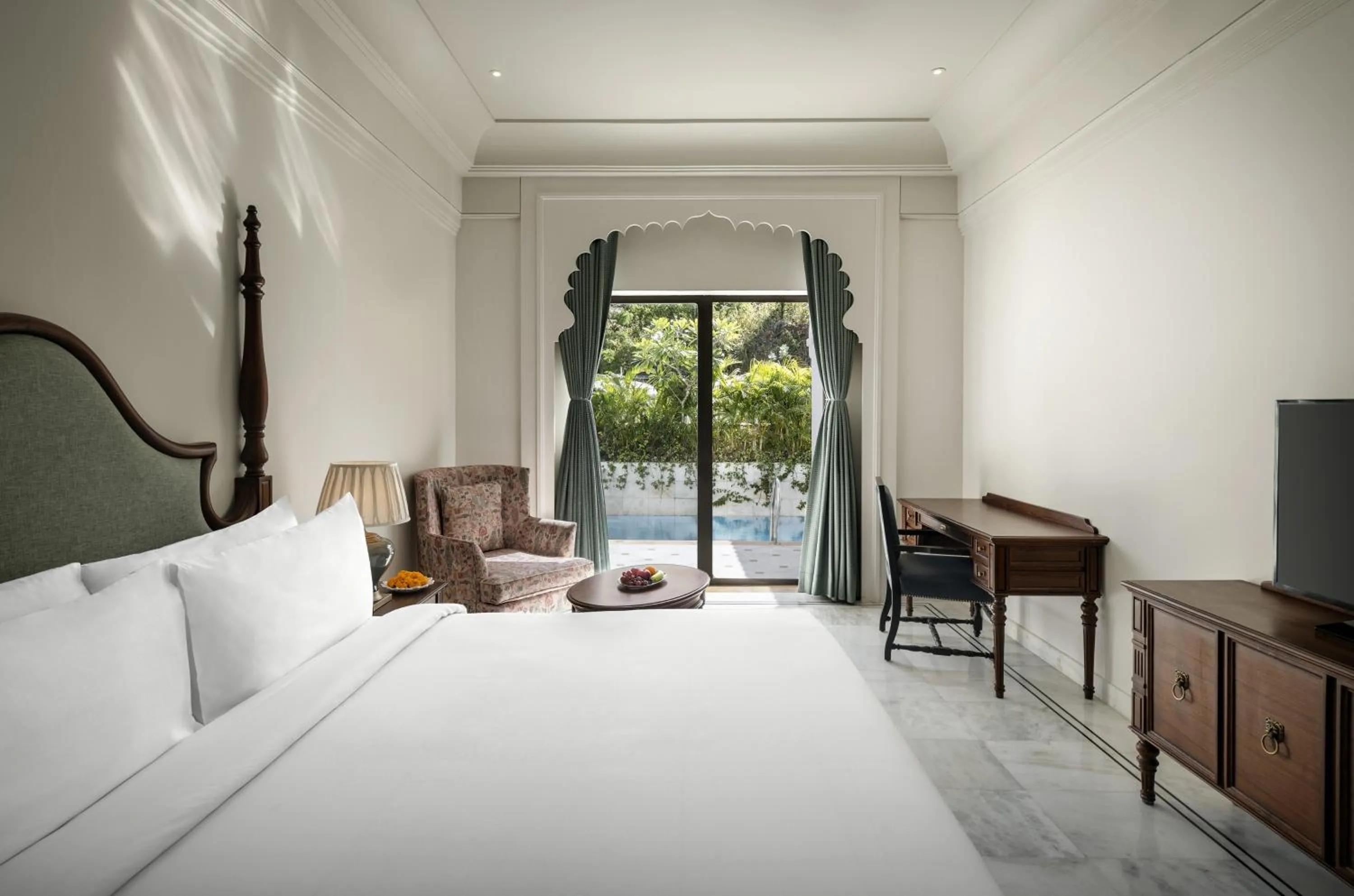 Bed in Bhairavgarh Palace Udaipur