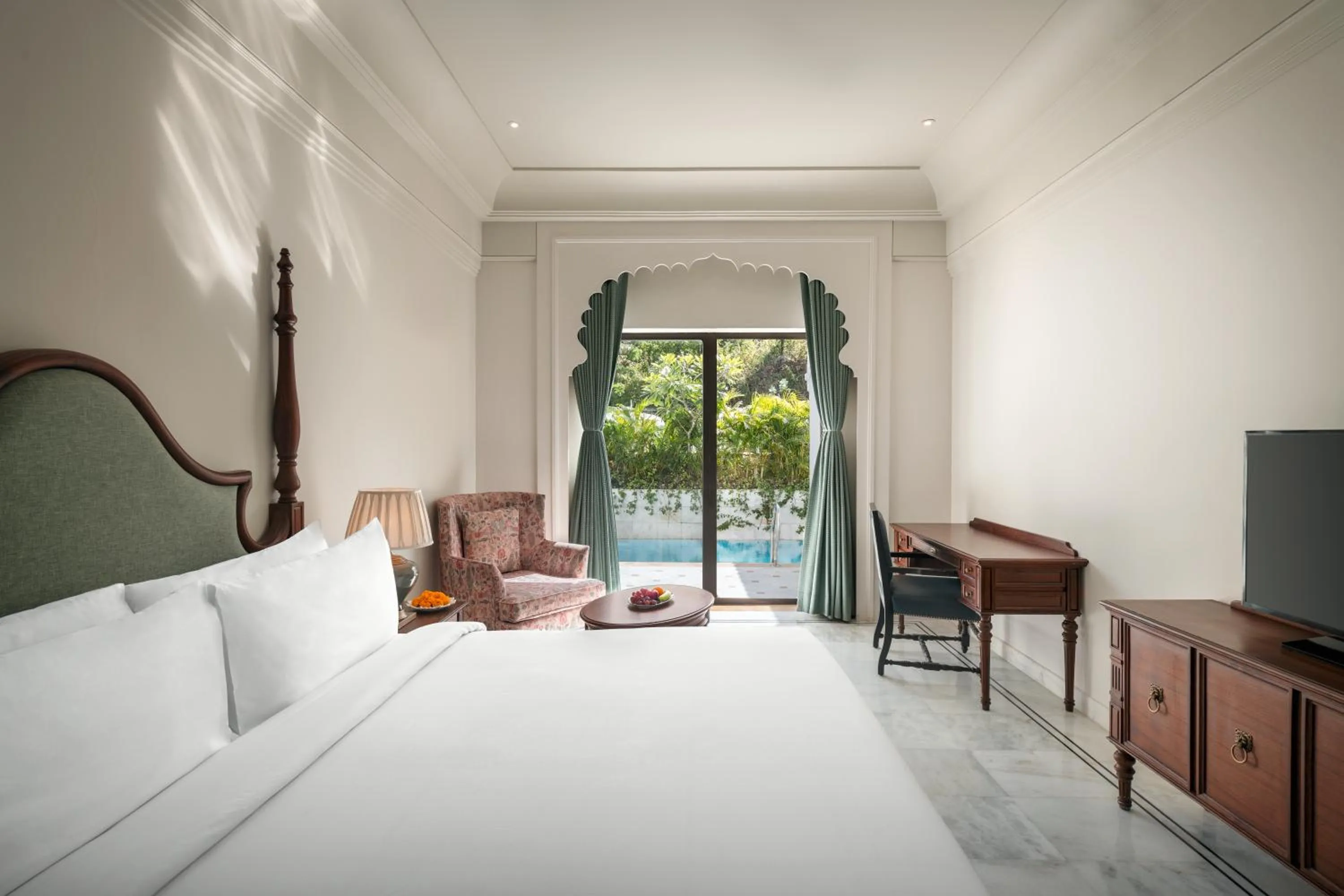 Bed in Bhairavgarh Palace Udaipur