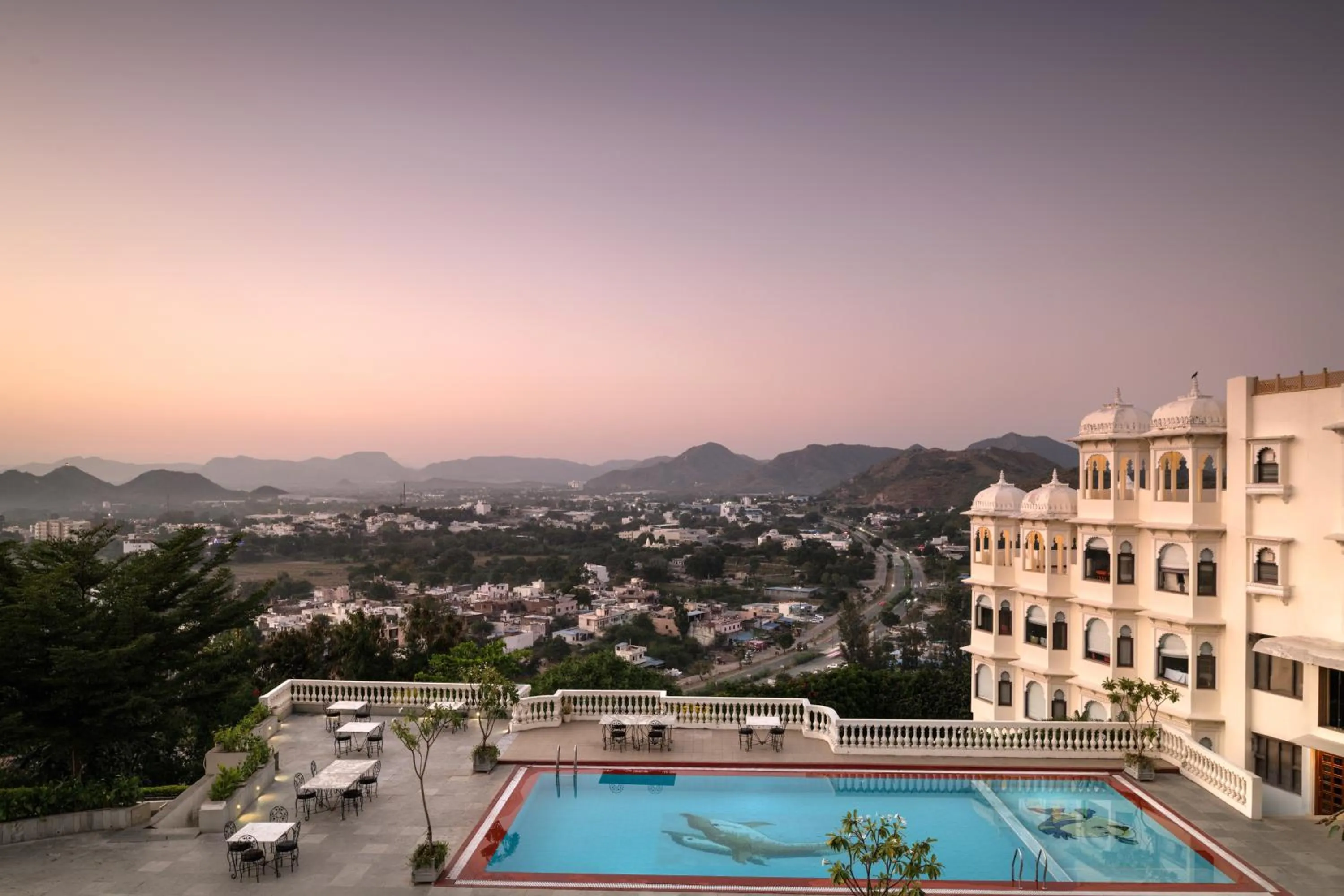 Pool view in Bhairavgarh Palace Udaipur