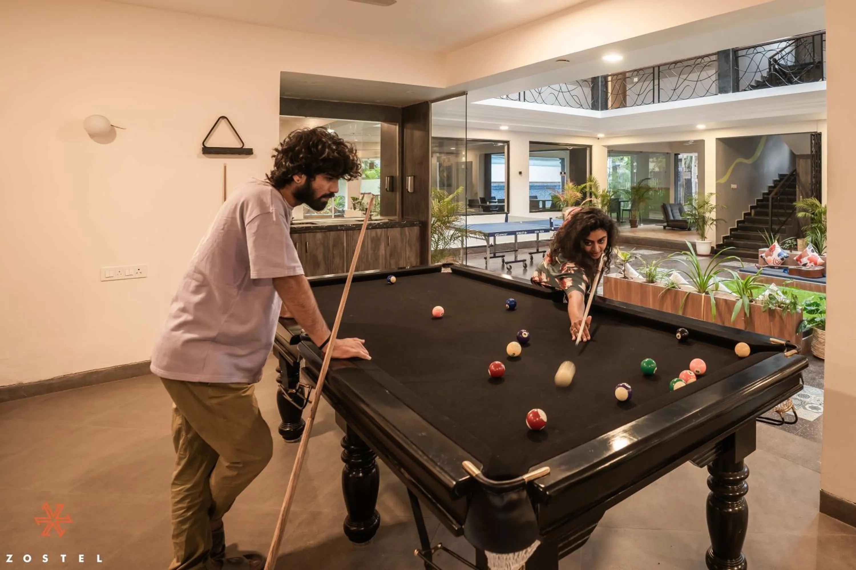 Communal lounge/ TV room in Zostel Goa, Anjuna