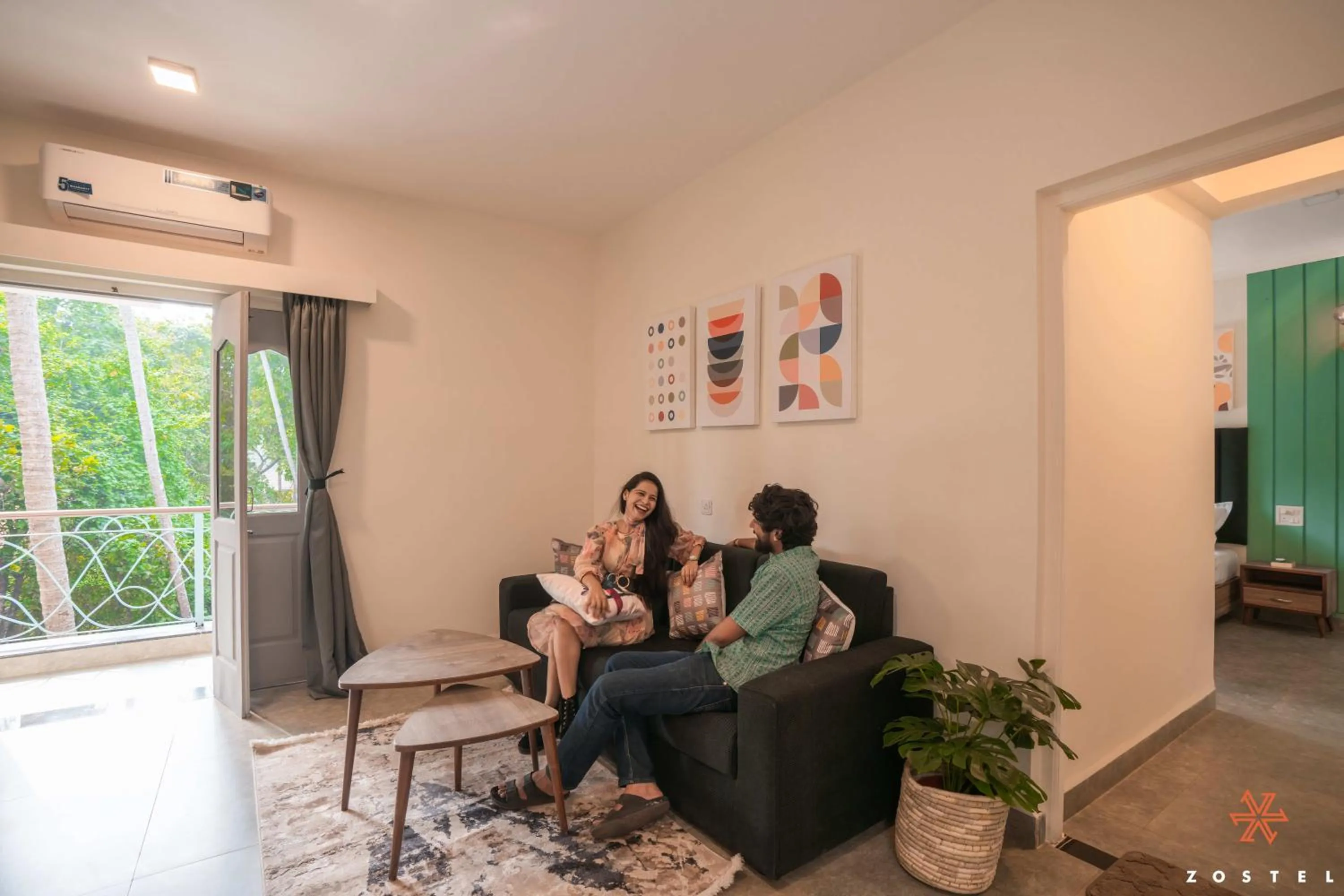 Seating area in Zostel Goa, Anjuna