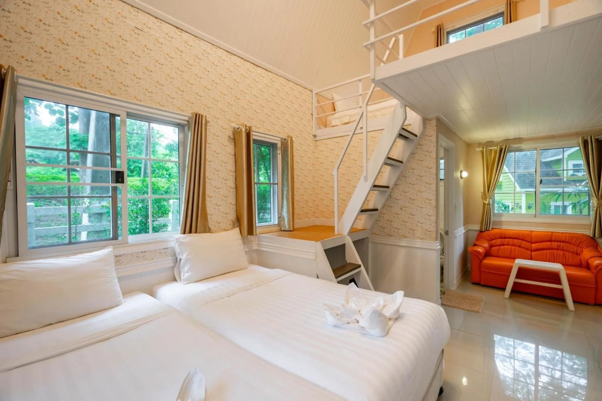 Bed in Puprai Tarnnarm Resort