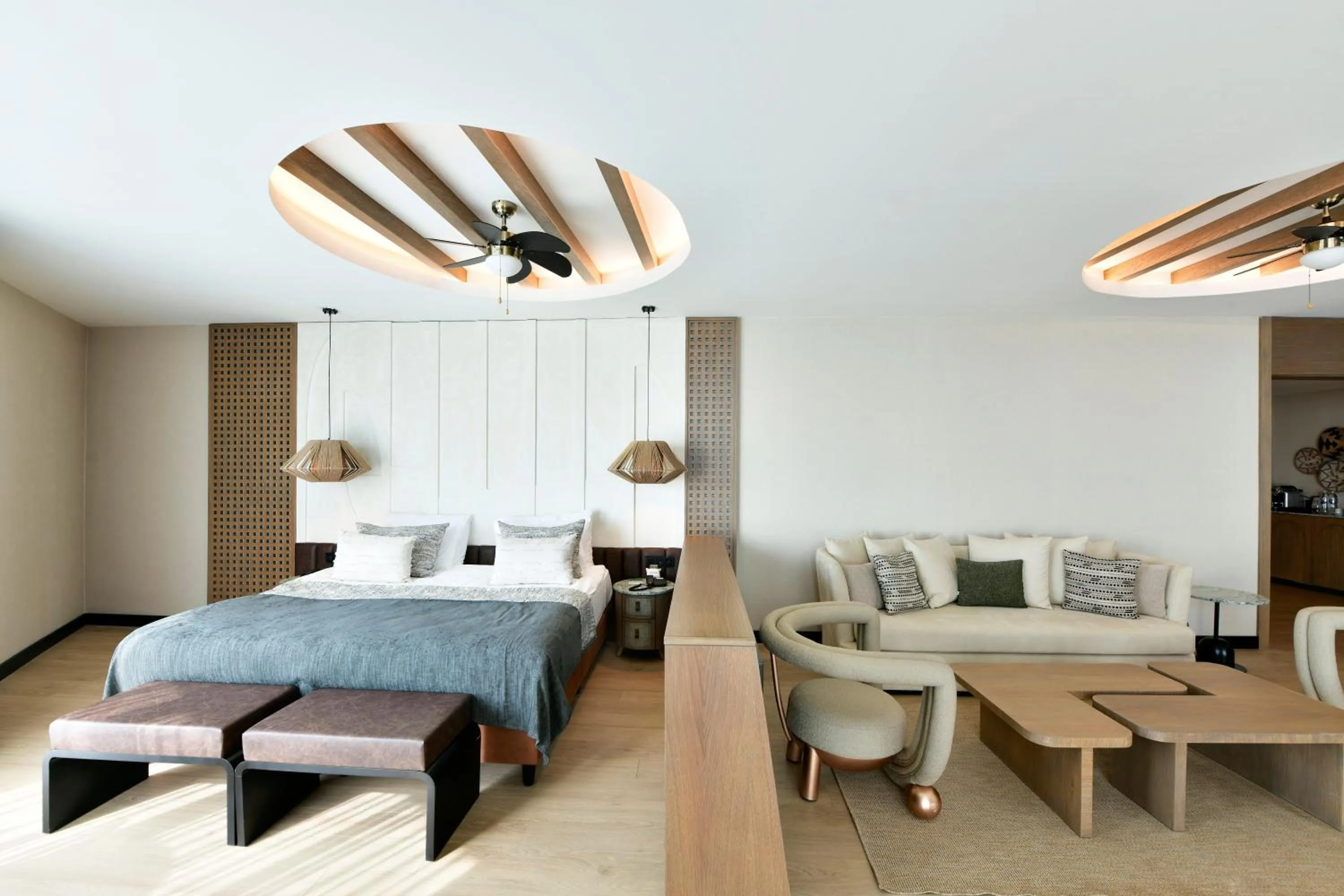 Seating area, Bed in Ethno Belek