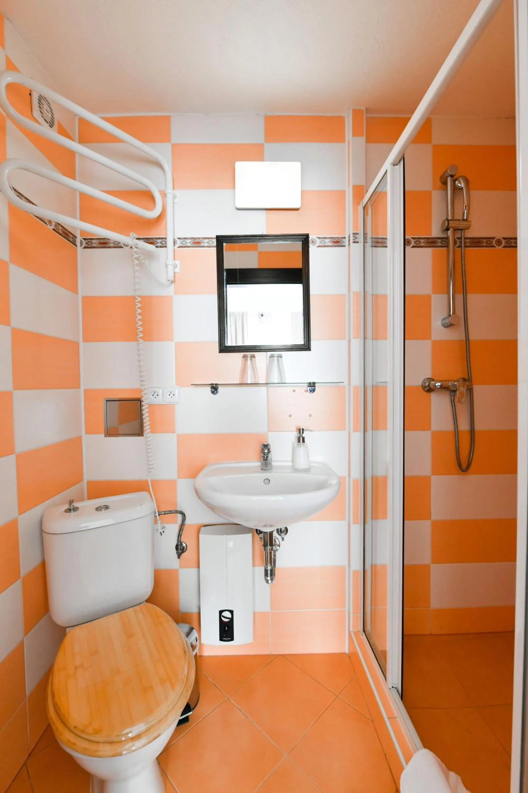 Bathroom, Bed in Hotel Pivoňka