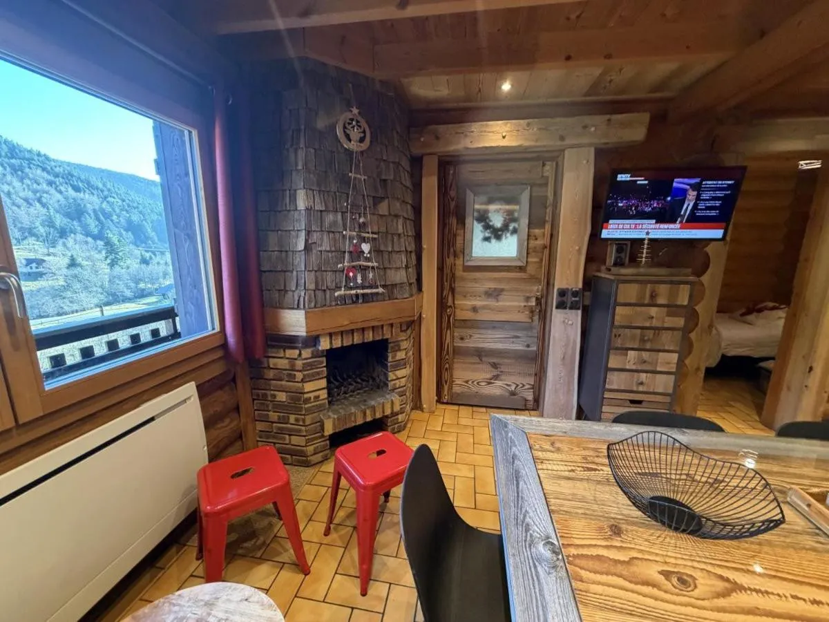 Communal lounge/ TV room in LE GRAND CERF Chalet en rondins avec SPA Jacuzzi