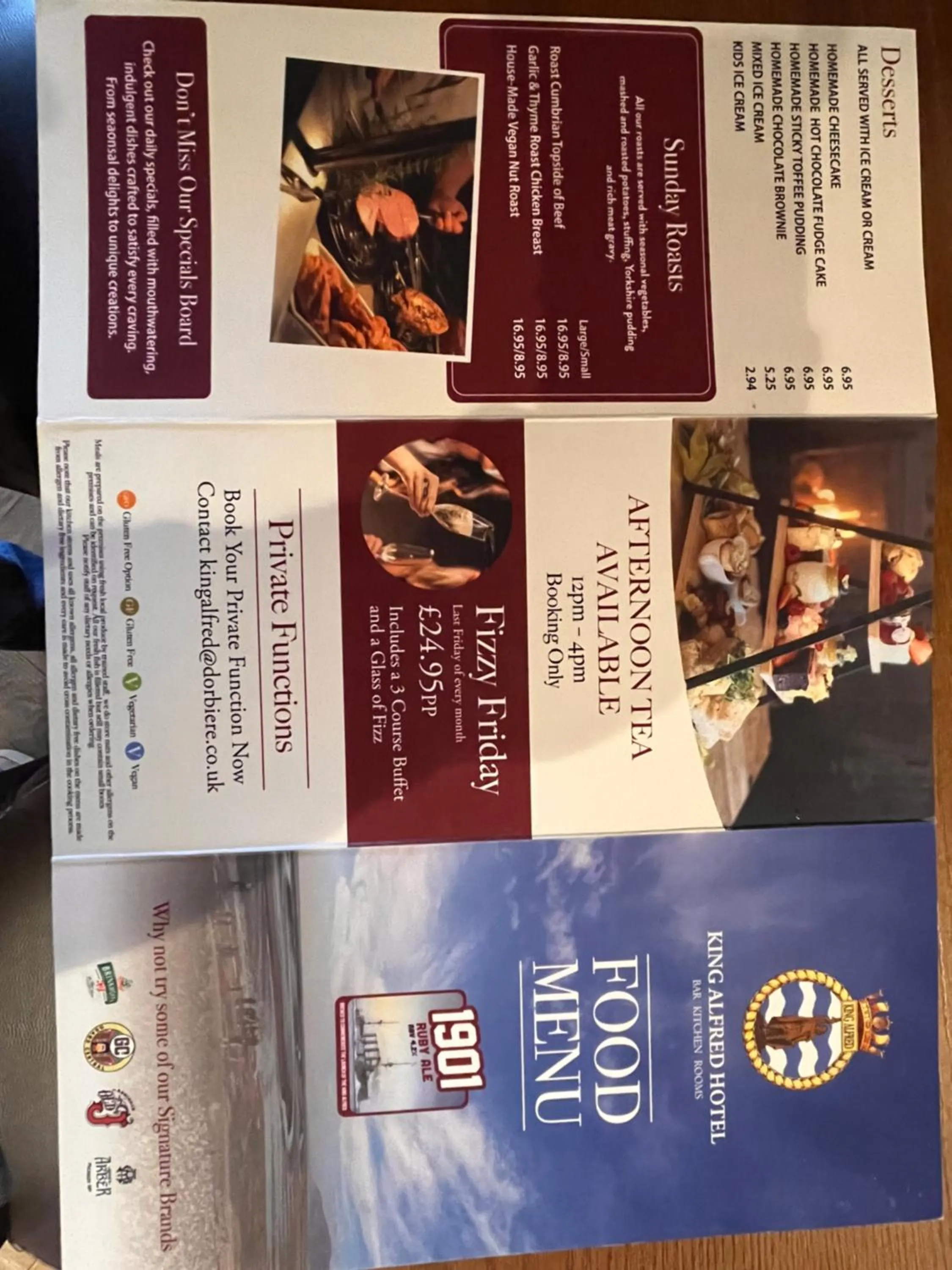 Food and drinks in King Alfred Hotel